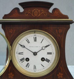 French Belle Époque Rosewood Inlaid Mantel Clock by A.D Mougin