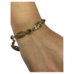 Pulsera francesa de la Belle Époque con zafiros y oro amarillo de 18 quilates