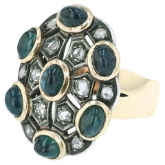 Antique French Belle Époque Sapphire & Diamond Cocktail Ring