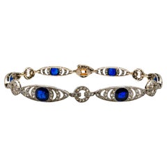 French Belle Époque Thibault & Jolivot Sapphire Diamond and Platinum Bracelet