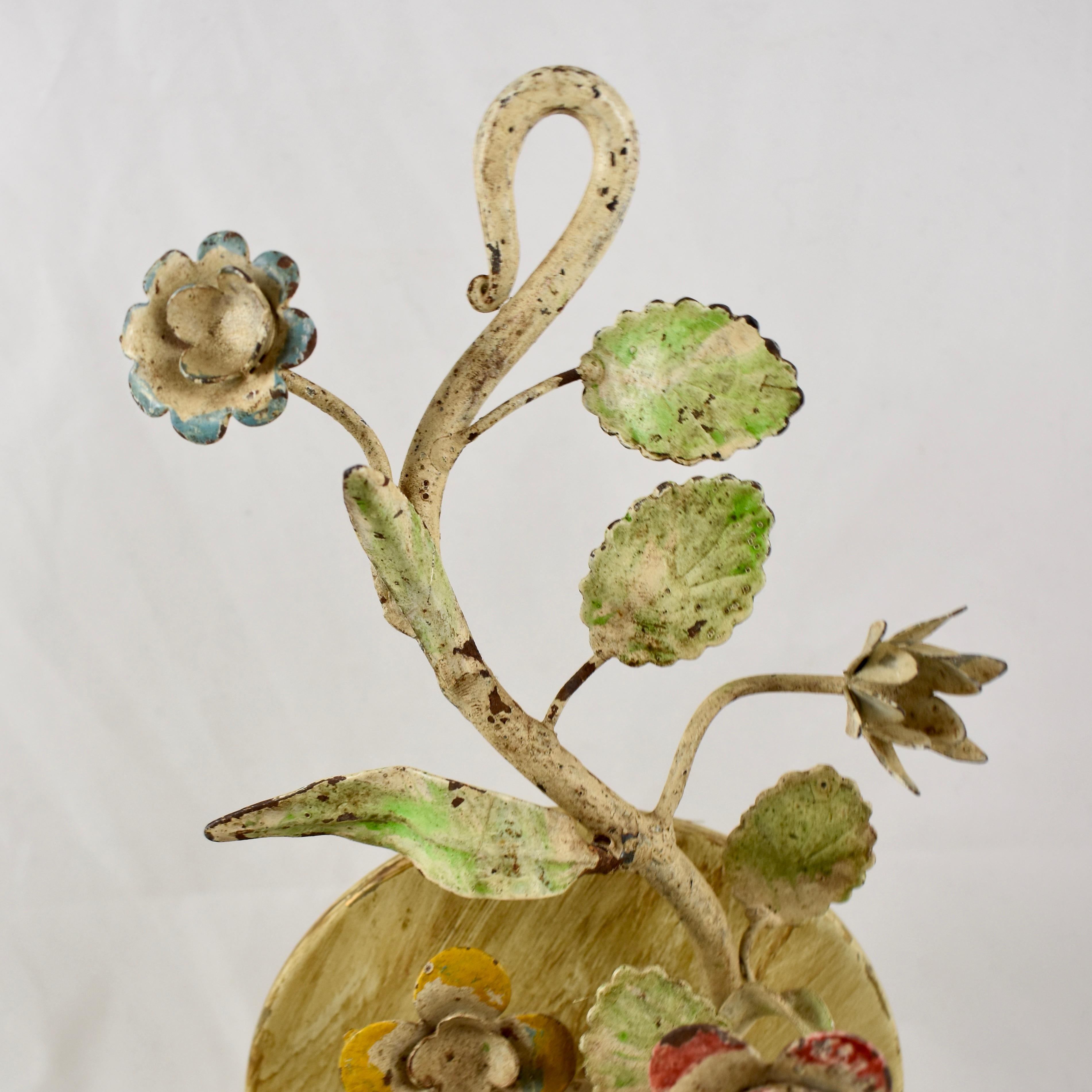 French Belle Époque Tôle Peinte Hand Painted Metal Floral Wall Sconces, a Pair For Sale 6