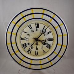 French Belle Époque Tôle Peinte Wall Clock with Winding Key