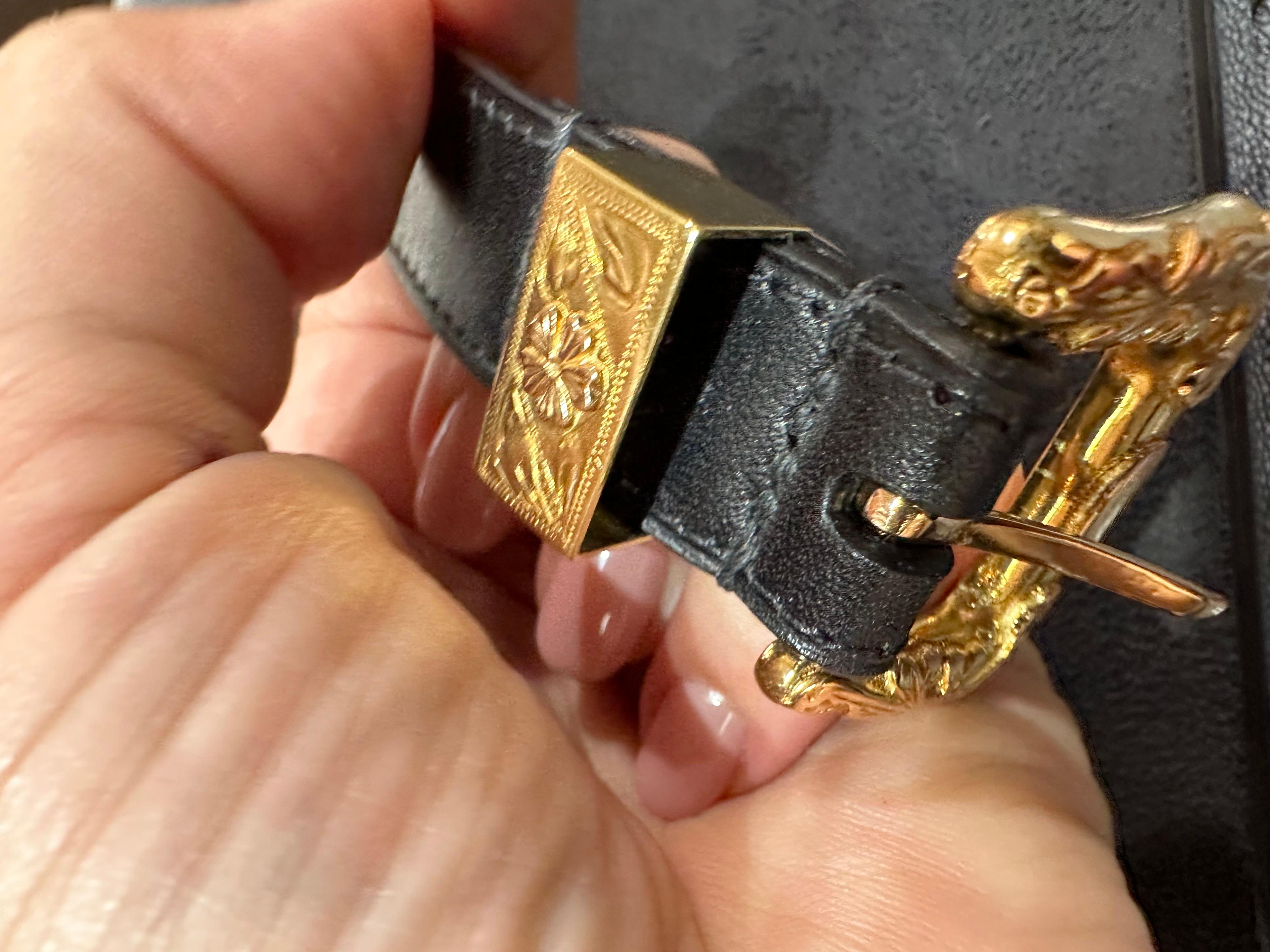 Women's or Men's French Belt 18 Carat Gold Belt Buckle For Sale