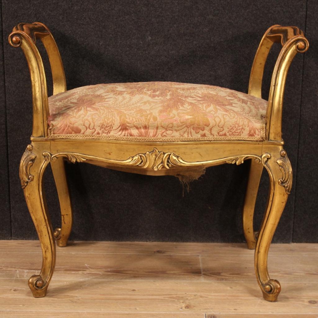 Italian French Bench in Gilded Wood, 20th Century For Sale