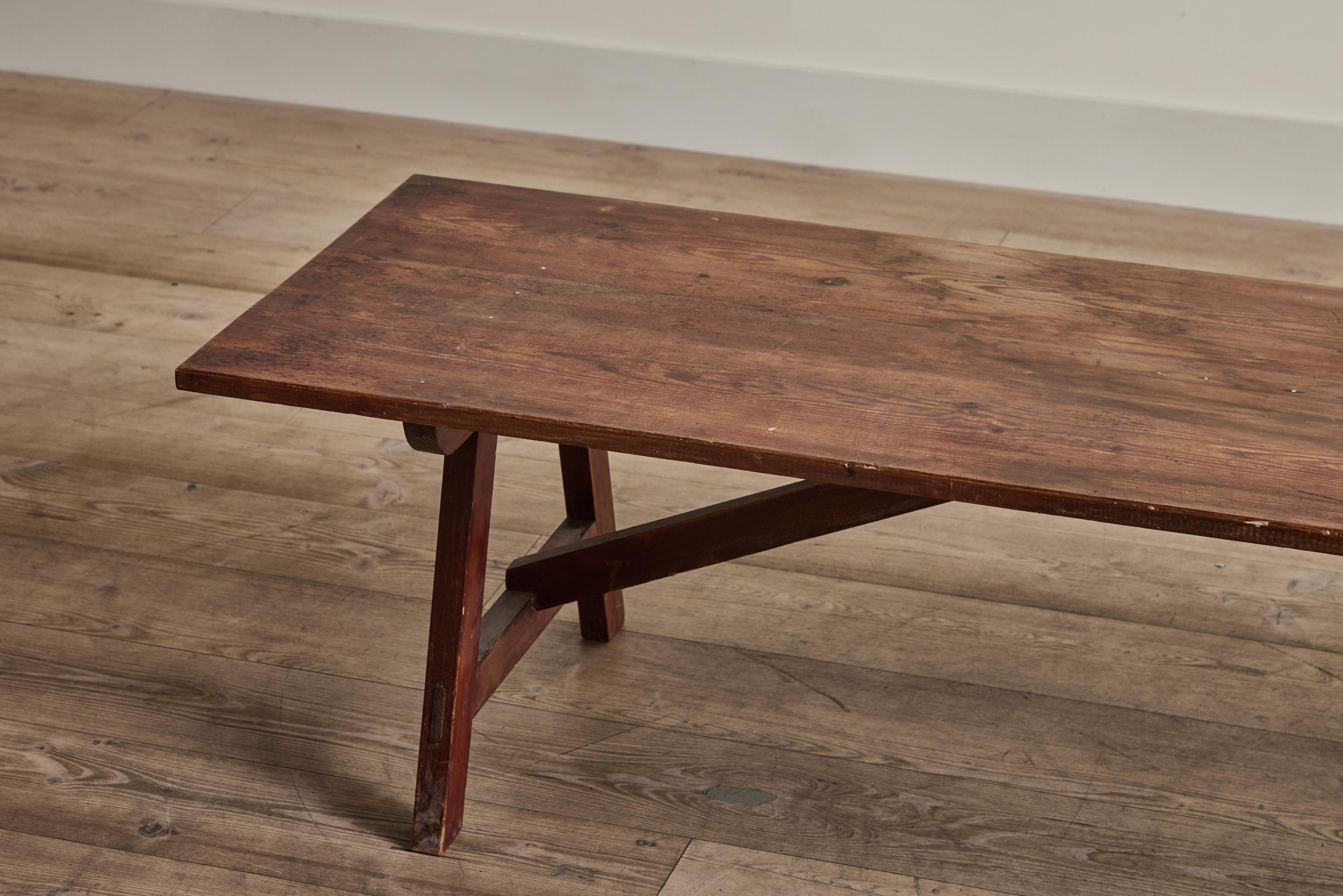 Wood French Bench Table For Sale