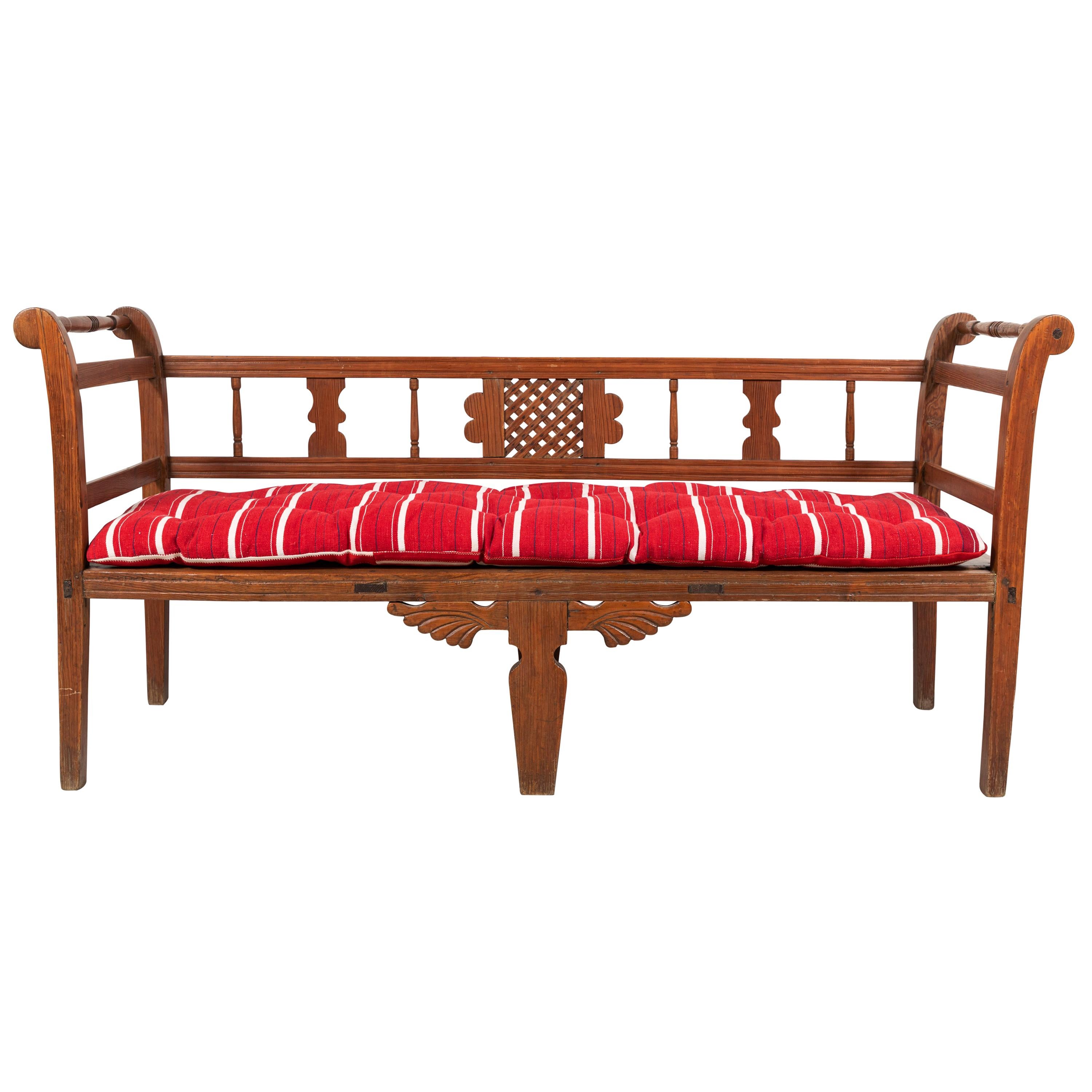 French Bench with Carved Wooden Details