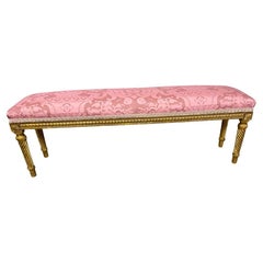 French Bench with Gilded Legs and Pink Fortuny Fabric