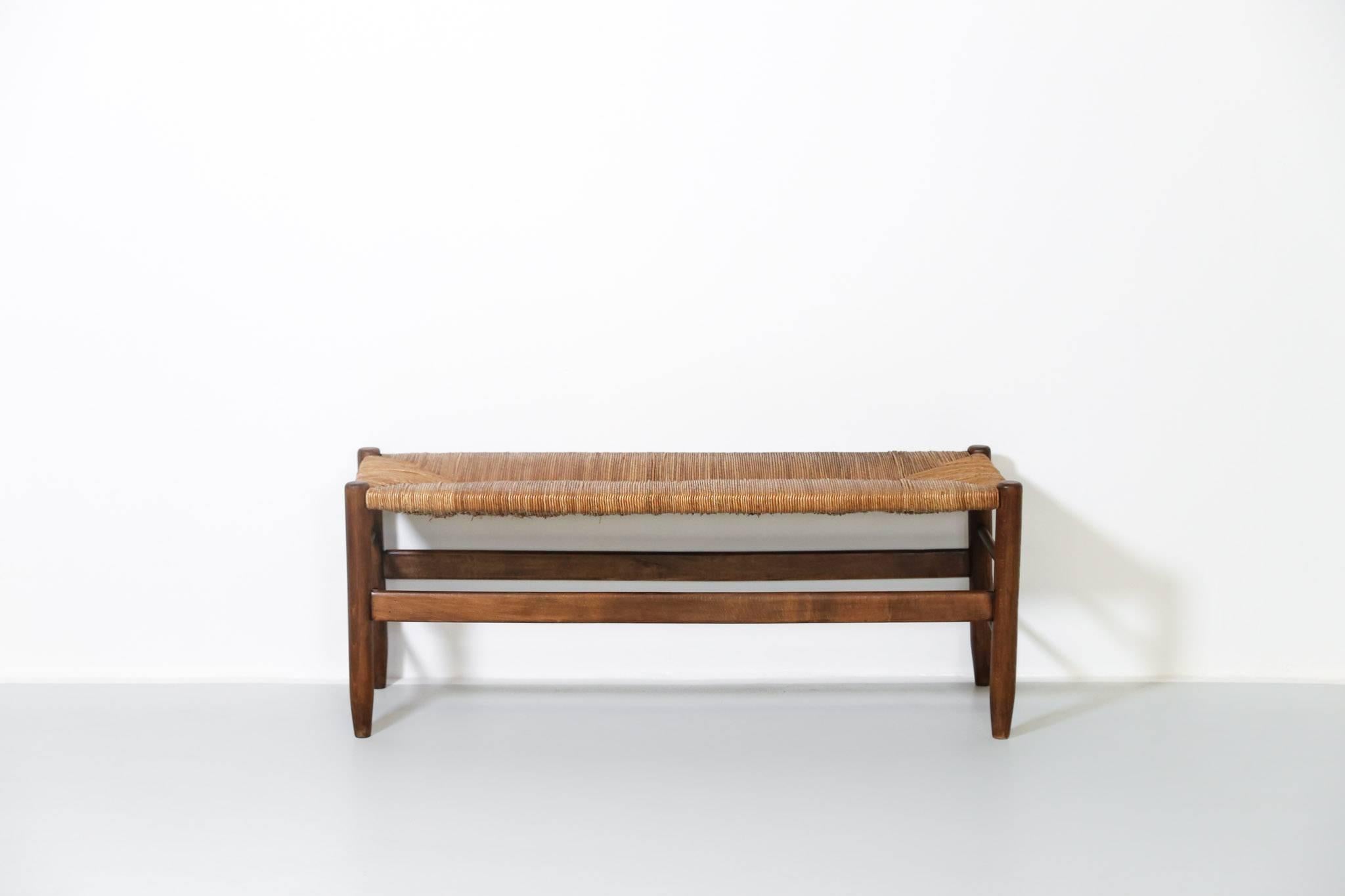 French Bench, Woven Rush Seat, 1950 6