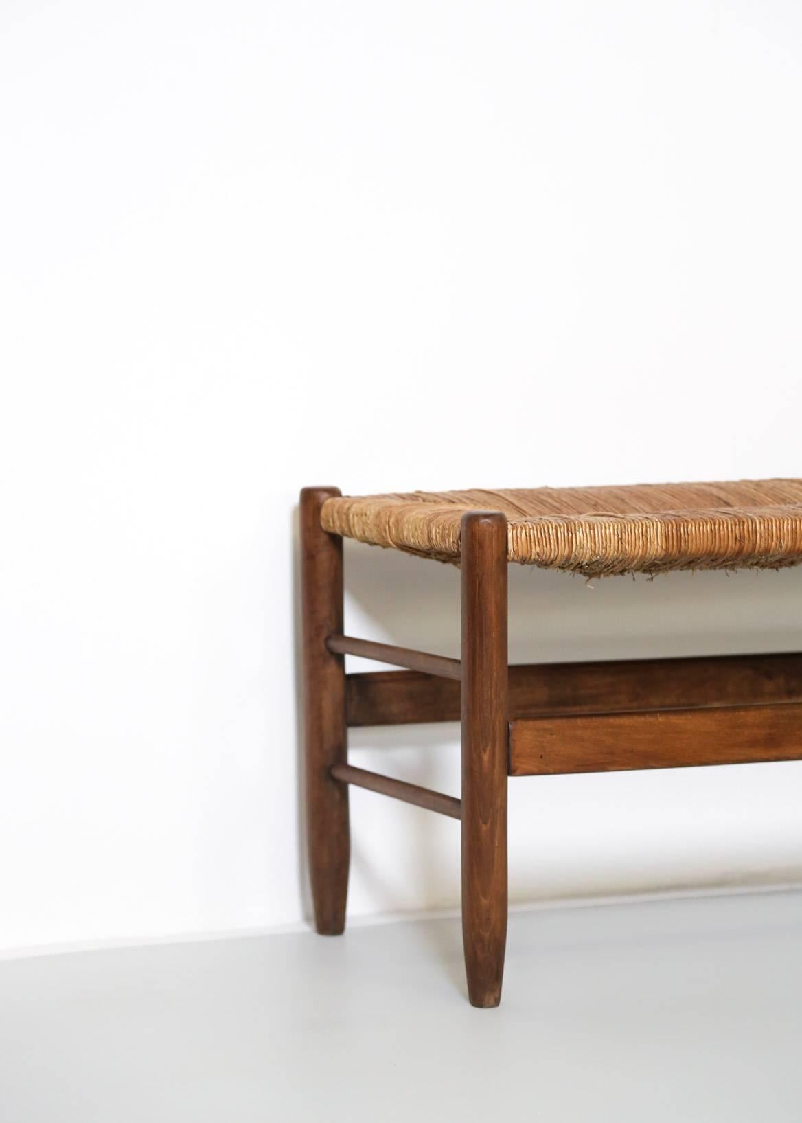 French Bench, Woven Rush Seat, 1950 7