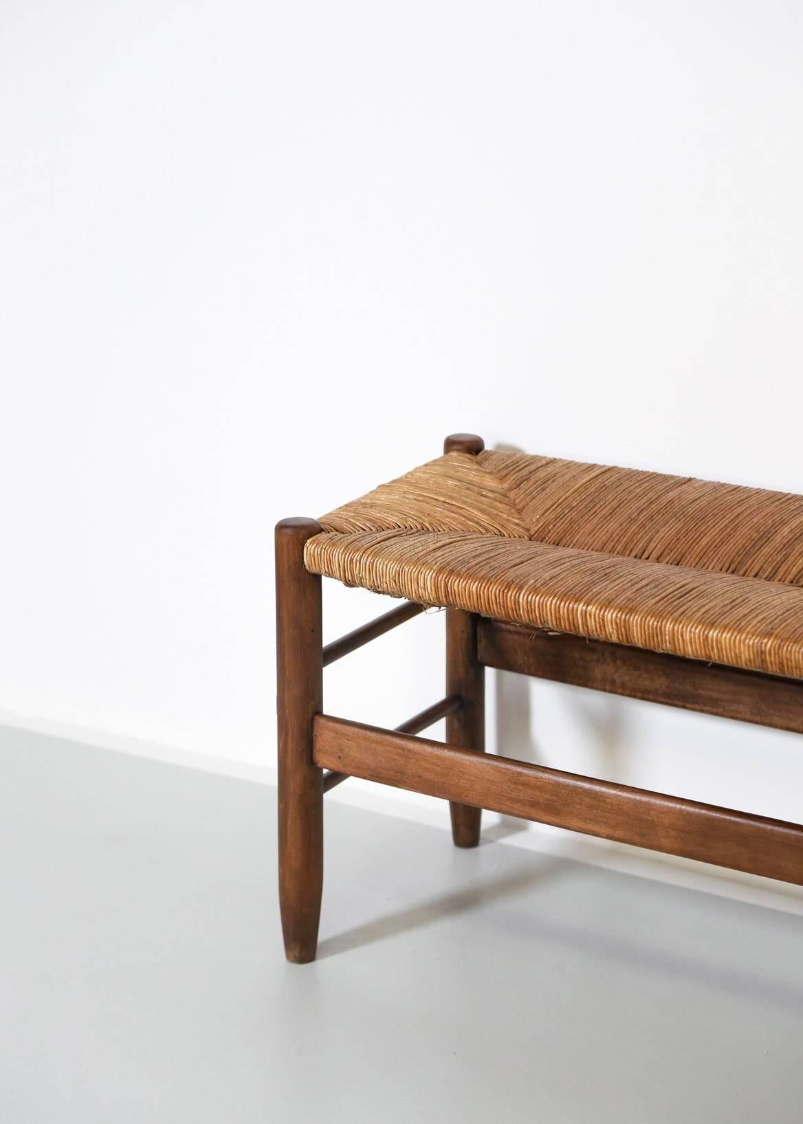 French Bench, Woven Rush Seat, 1950 8