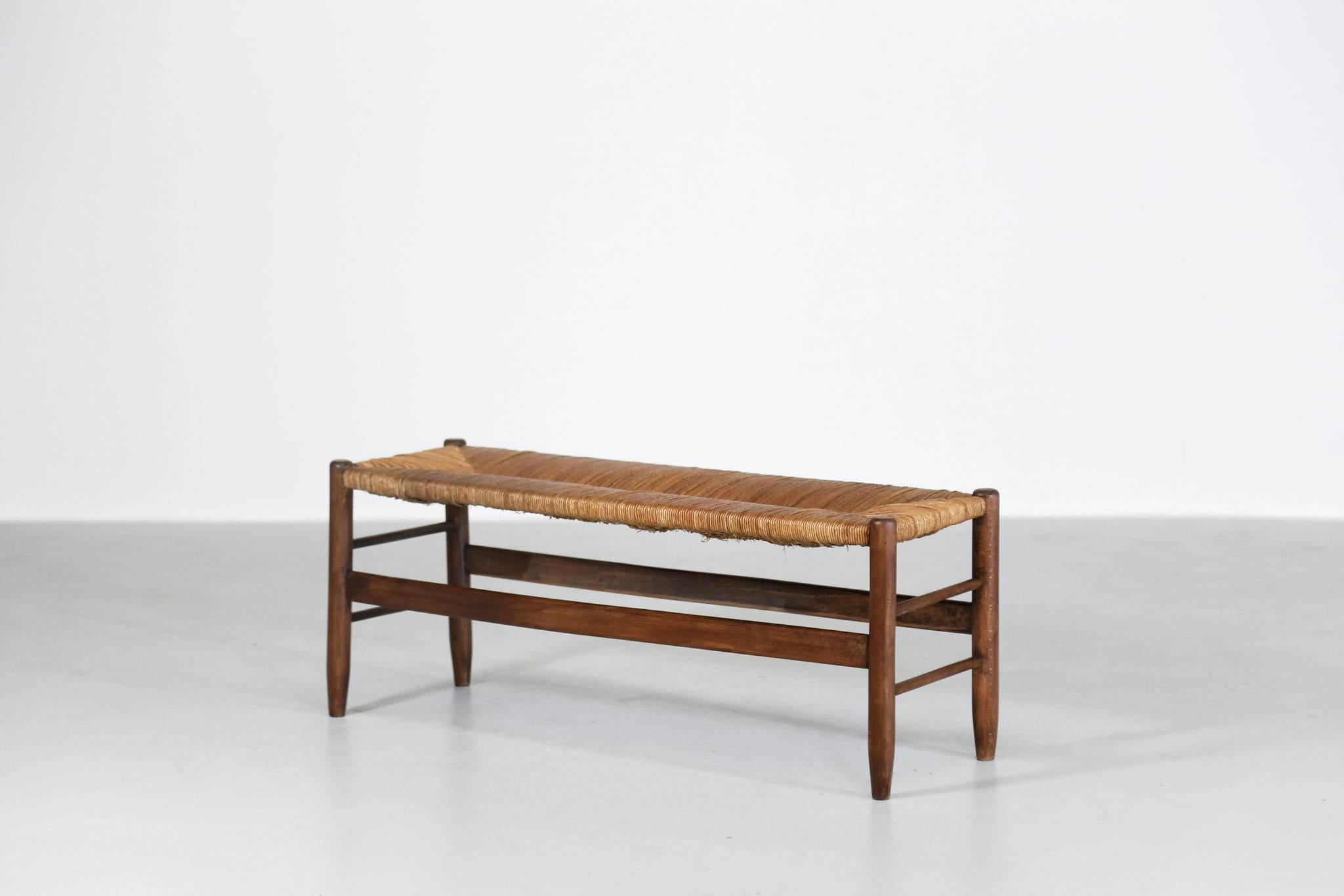 French Bench, Woven Rush Seat, 1950 11