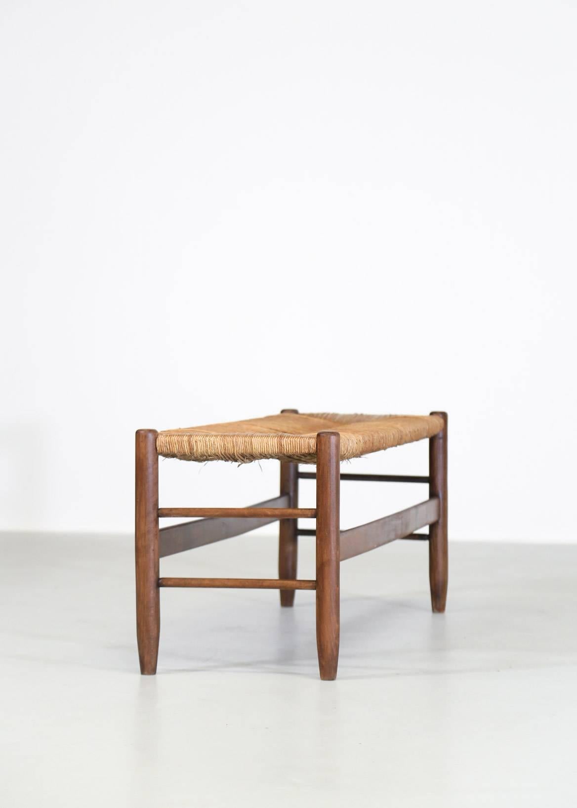 French Bench, Woven Rush Seat, 1950 4