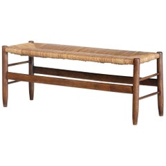 French Bench, Woven Rush Seat, 1950