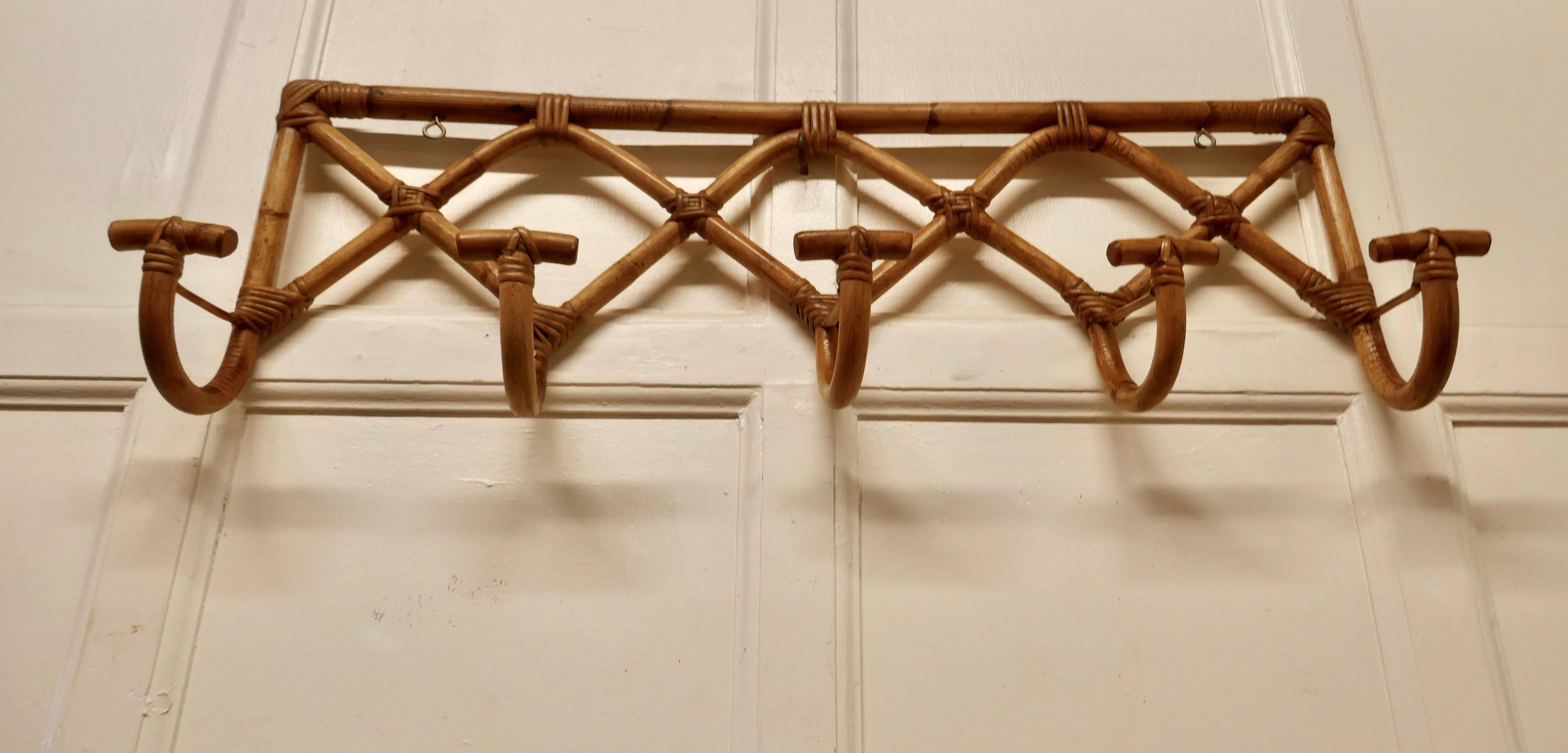 Mid-Century Modern French Bent Bamboo Hat and Coat Rack