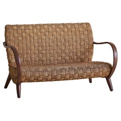 French Bentwood + Seagrass Rope Settee, 1950s