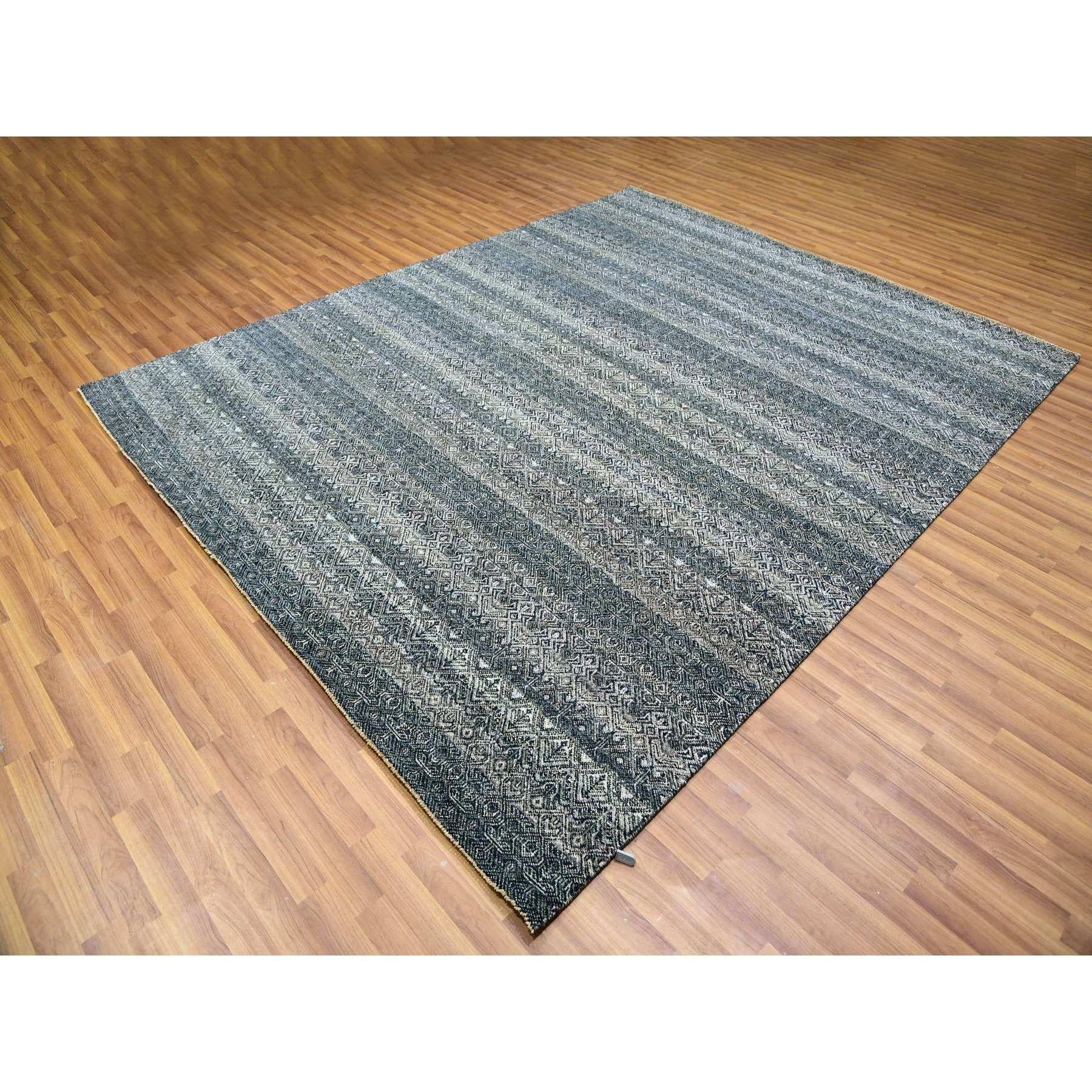 Indiano French Beret Gray All Wool Tone On Tone Hand Knots Rugs 8'0