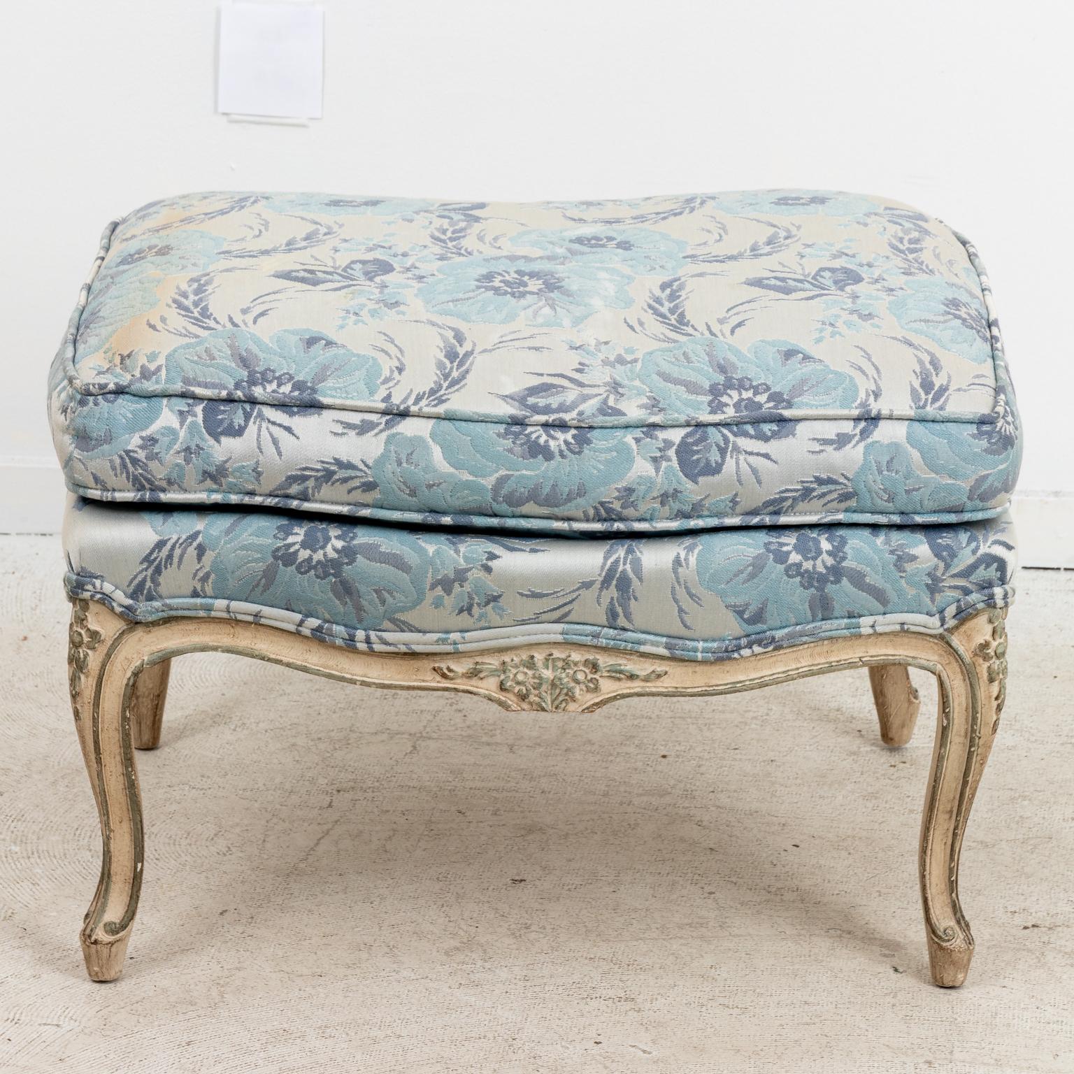 French Bergère Armchair and Ottoman 7