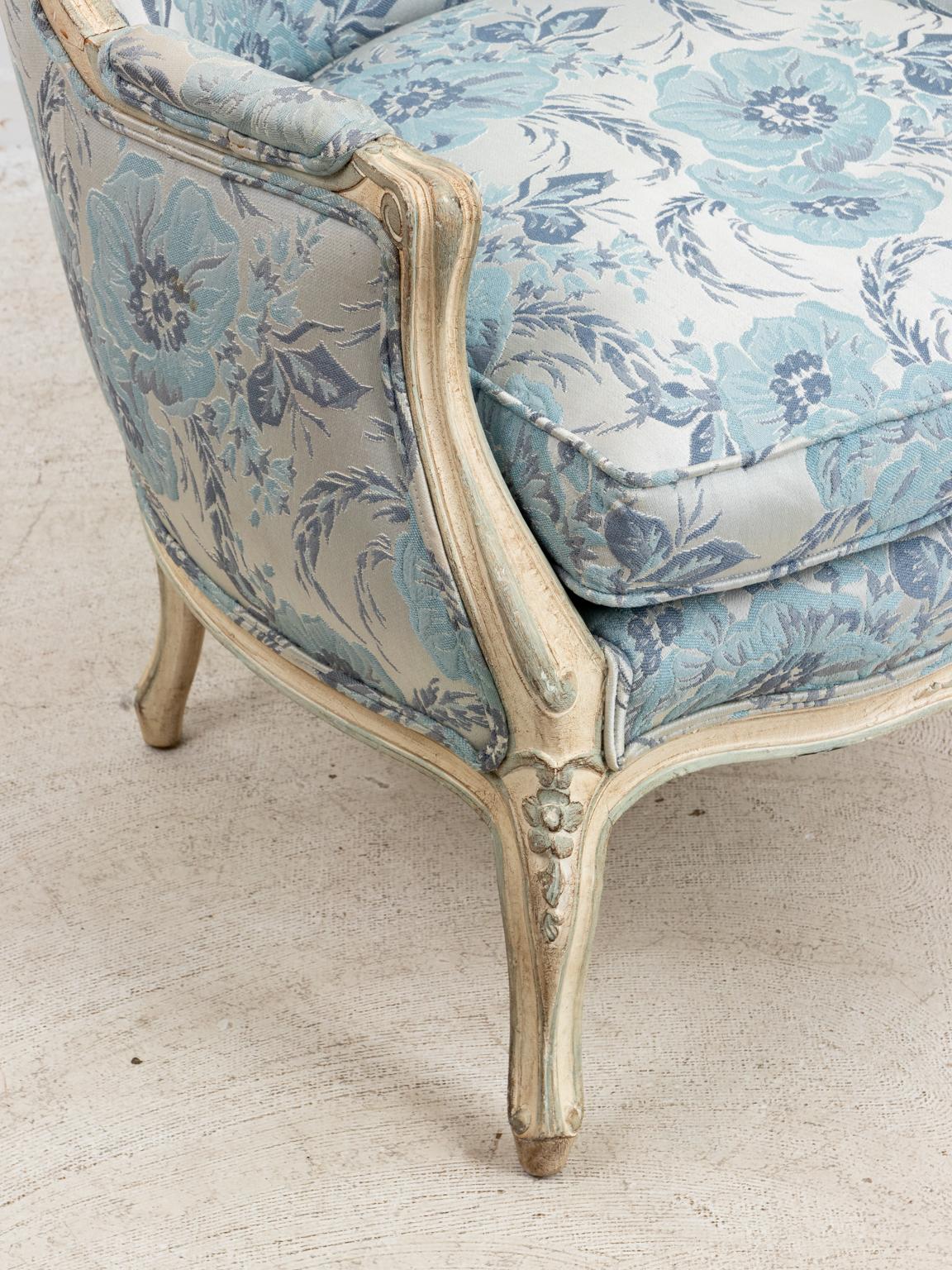 French Bergère Armchair and Ottoman 2