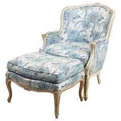 French Bergère Armchair and Ottoman