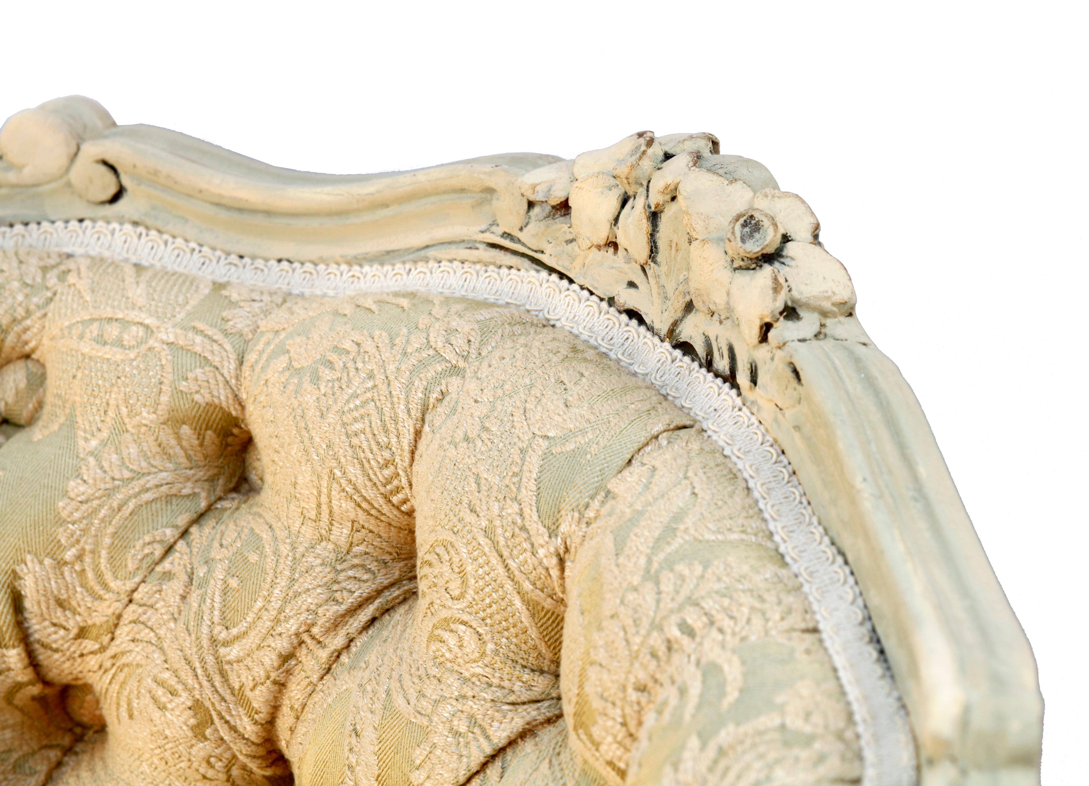 Hand-Carved French Bergere Armchair