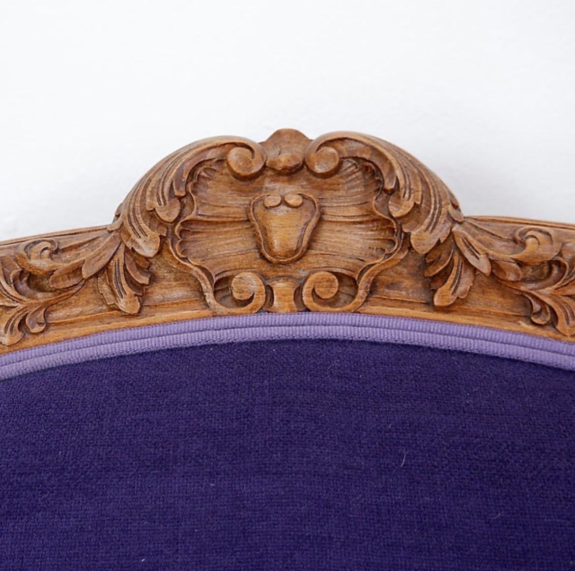 20th Century French bergere armchair - New mauve velvet upholstery For Sale