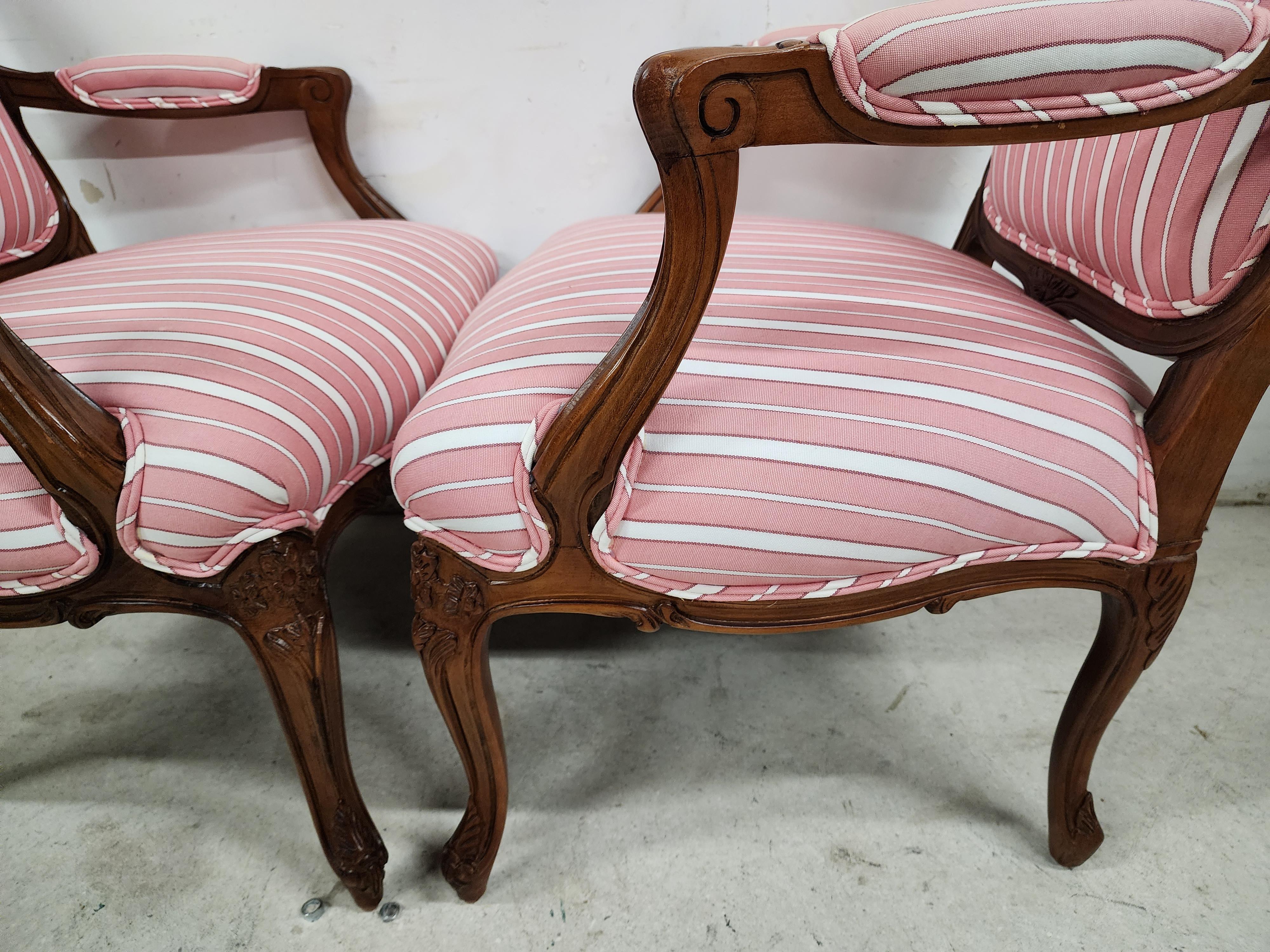 French Bergere Armchairs Louis XV Vintage For Sale 5