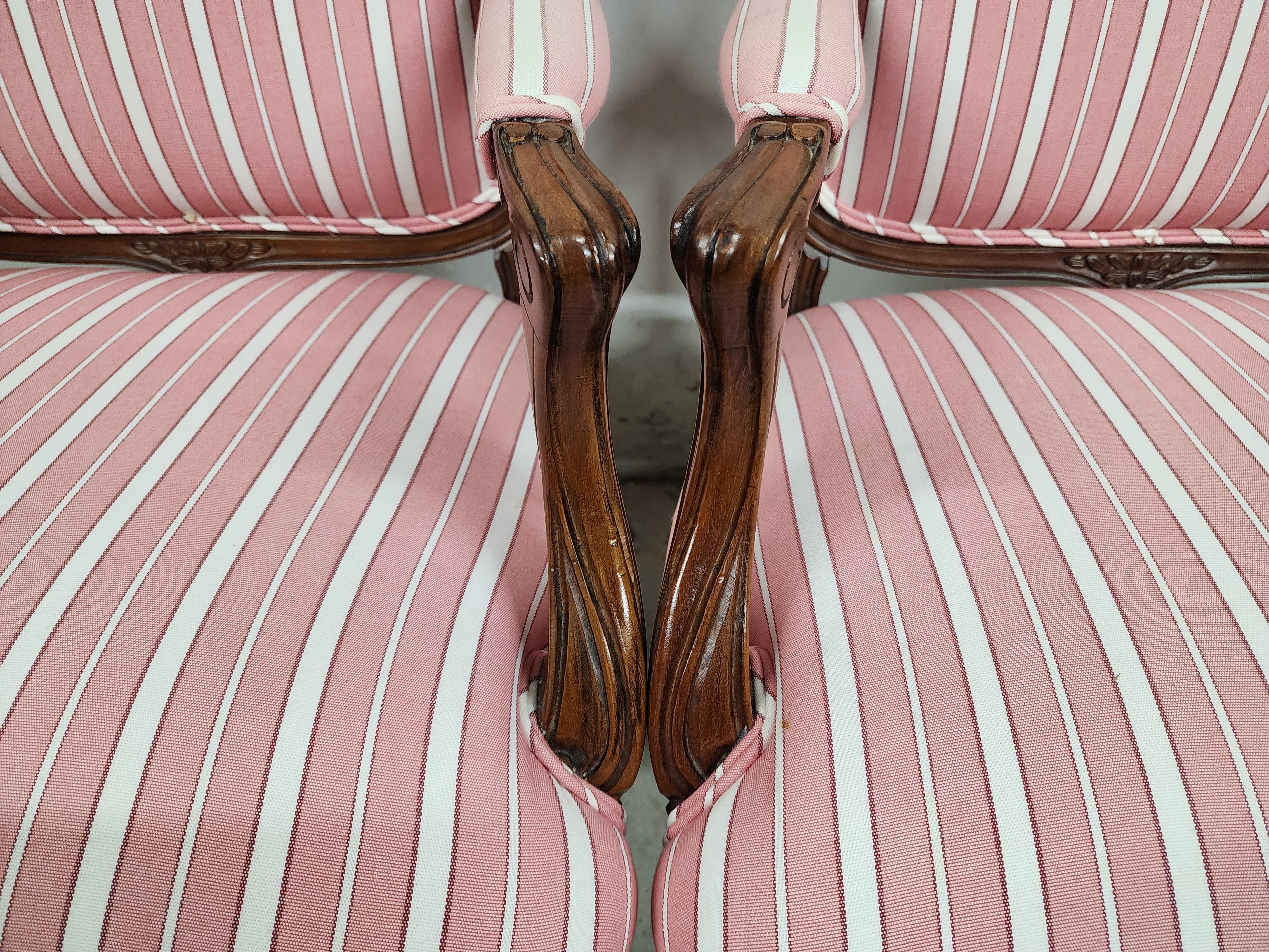 French Bergere Armchairs Louis XV Vintage For Sale 8