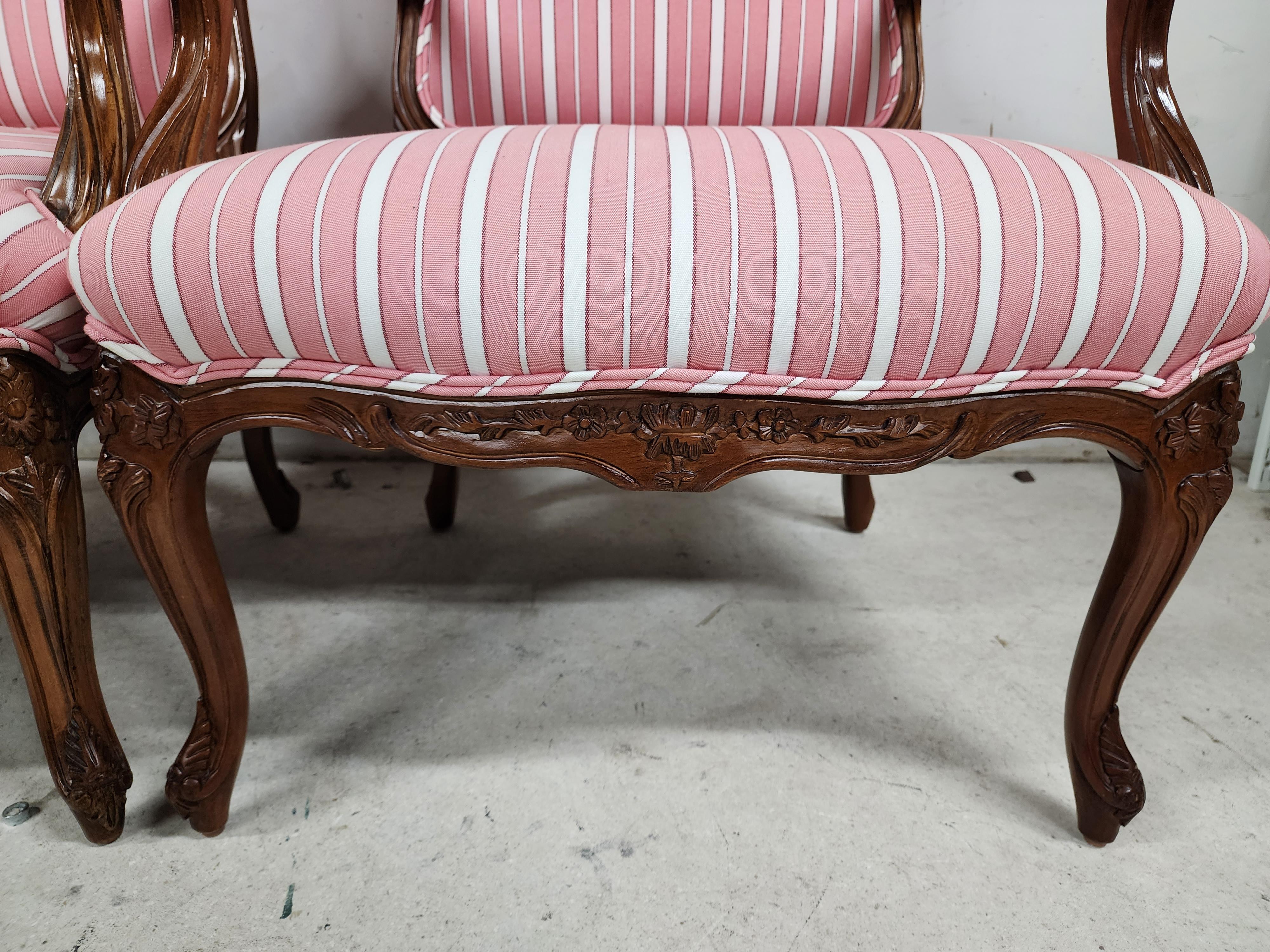 French Bergere Armchairs Louis XV Vintage For Sale 3