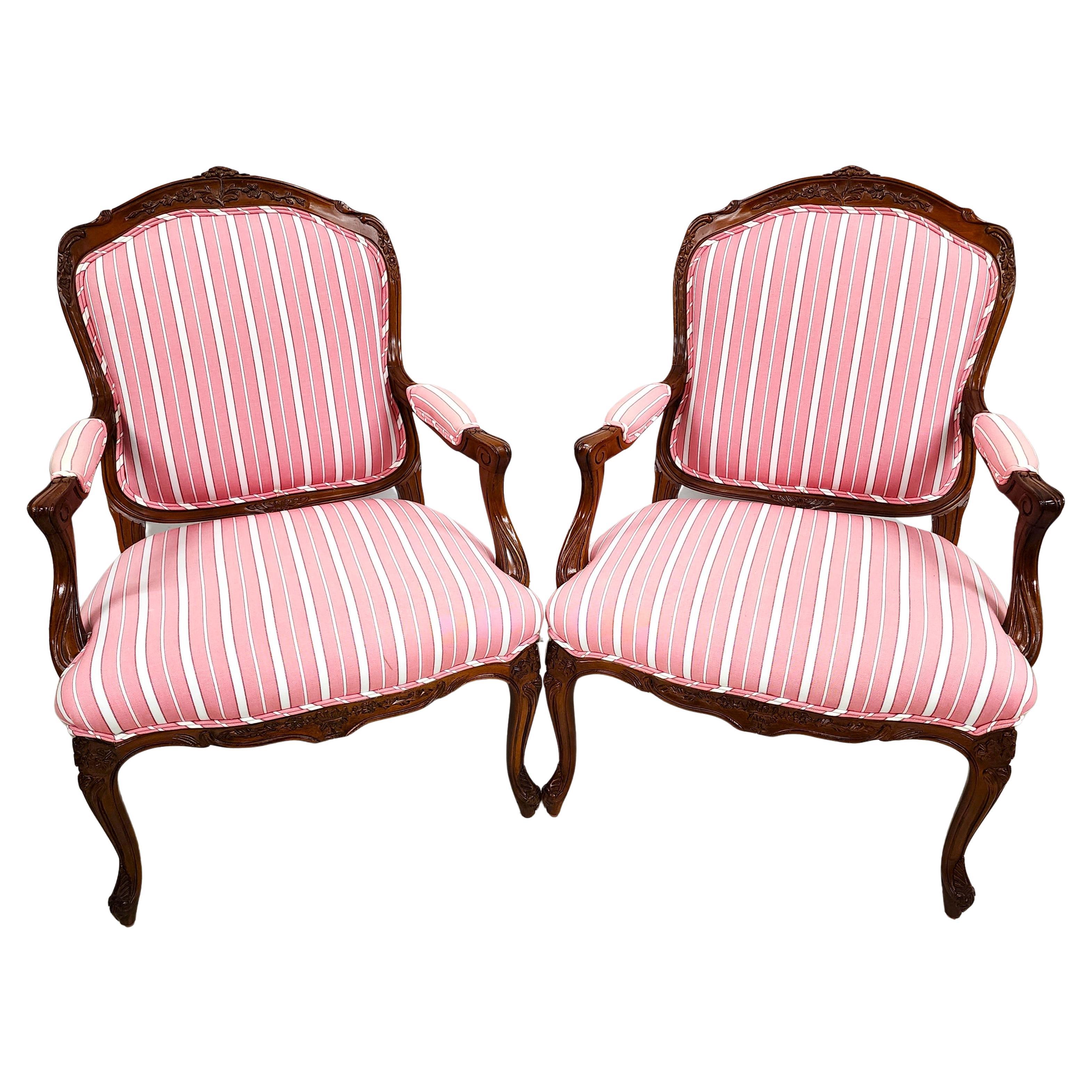 French Bergere Armchairs Louis XV Vintage