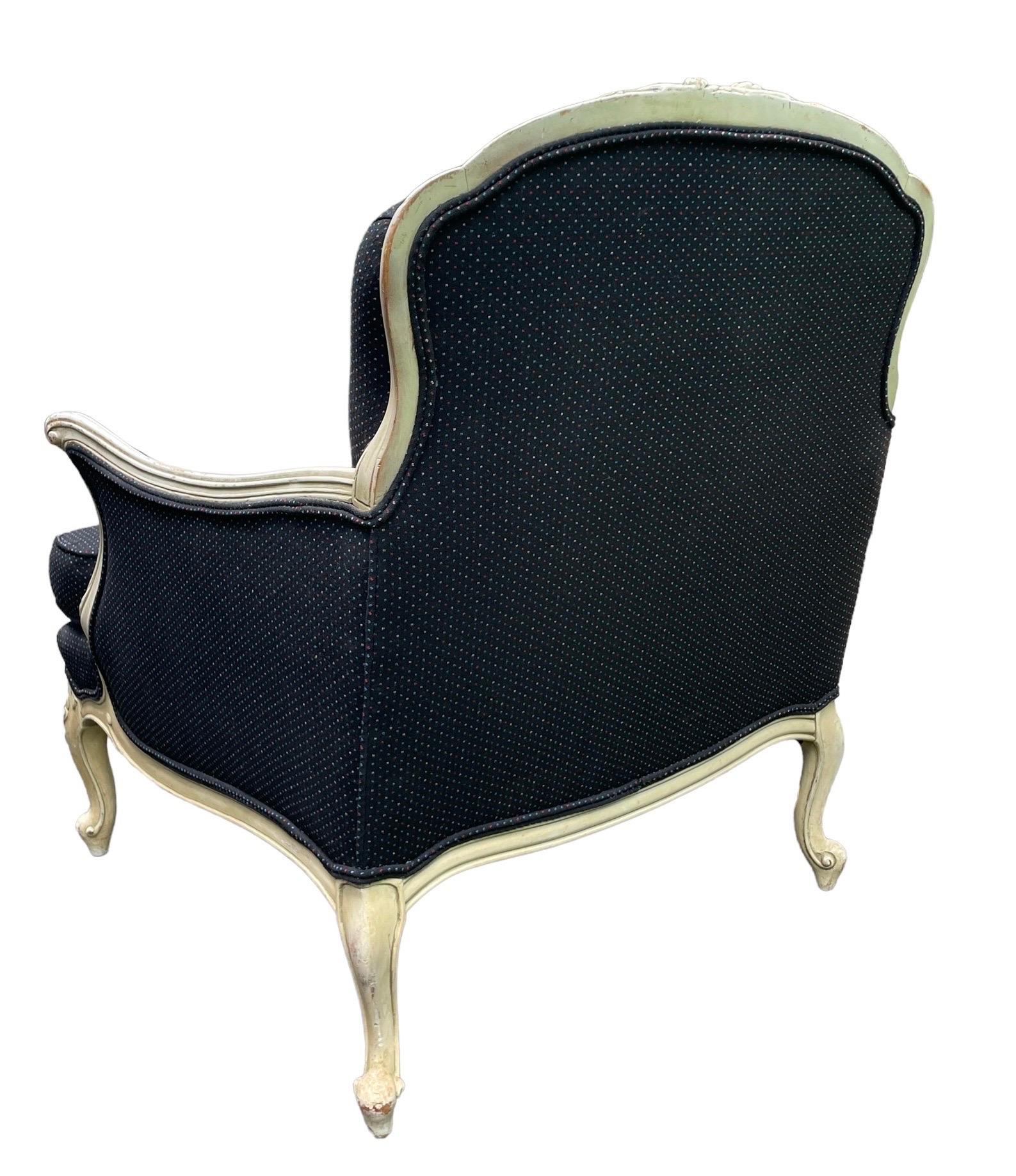 20th Century French Bergère Chair European Antique Chair Accent Armchair French Countryside For Sale