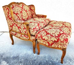 French Bergere Chair & Ottoman Oversized