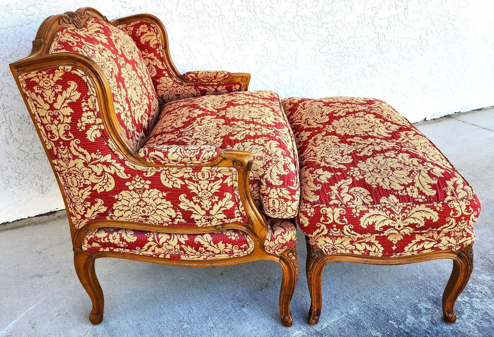 French Provincial French Bergere Chair & Ottoman Oversized