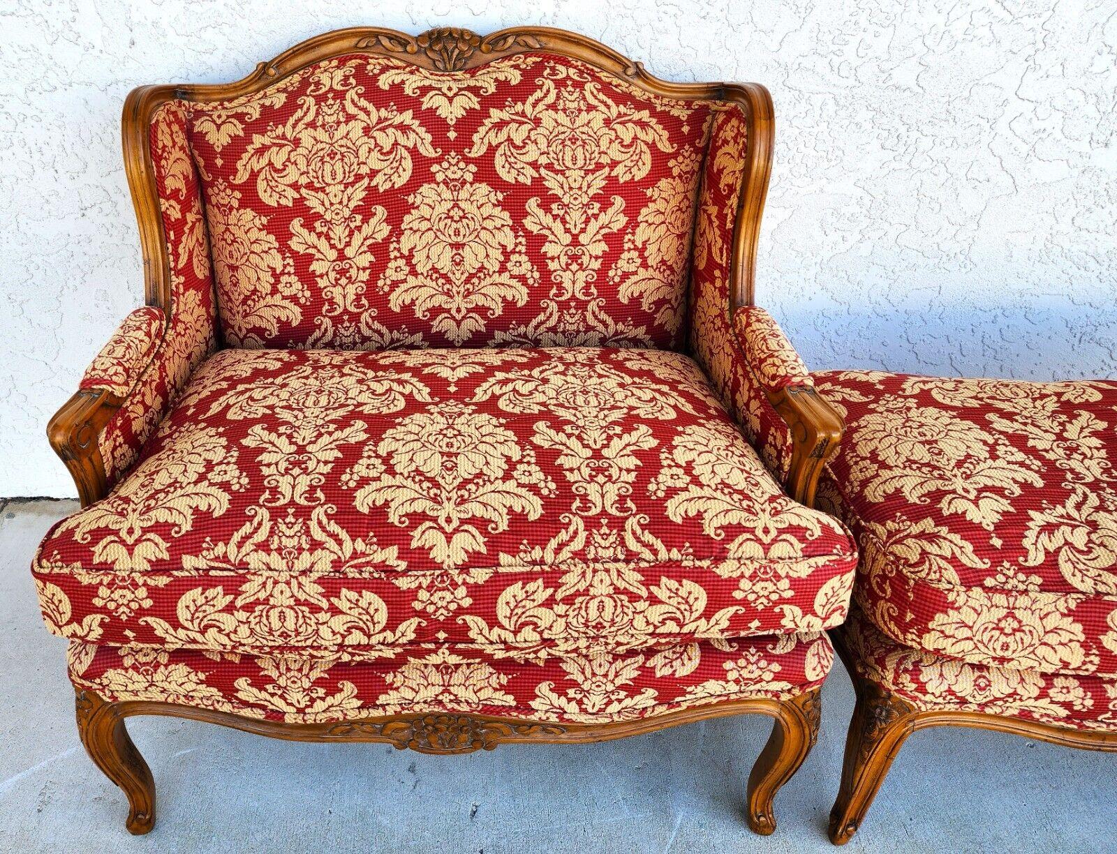 20th Century French Bergere Chair & Ottoman Oversized