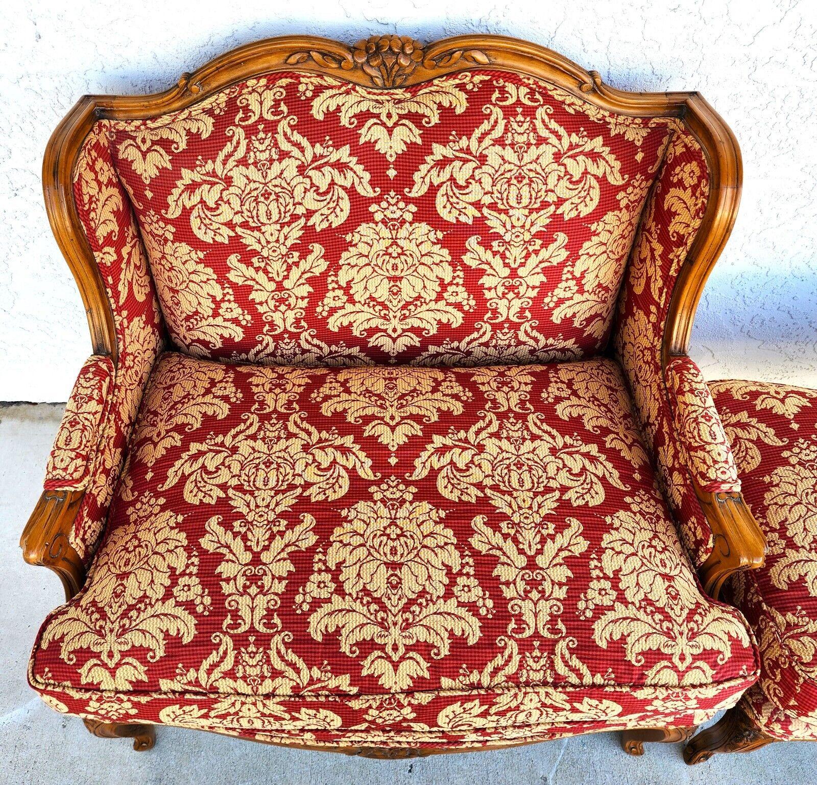 Walnut French Bergere Chair & Ottoman Oversized