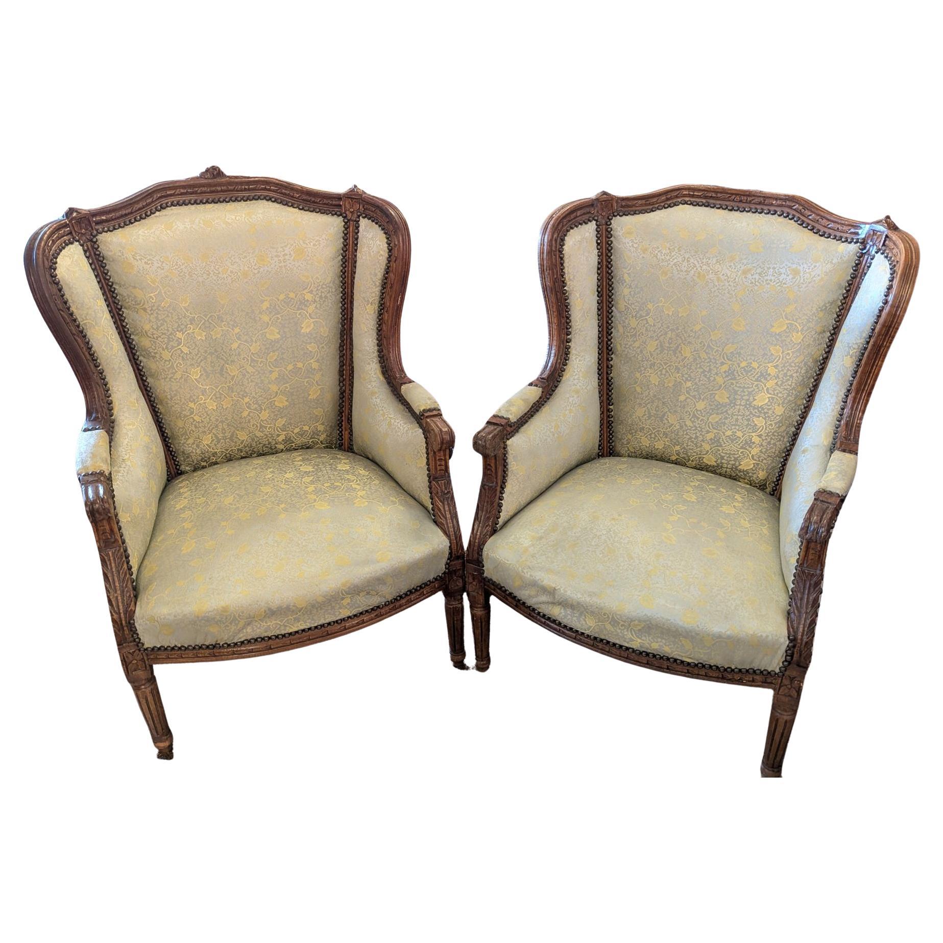 French Bergere Chair Pair
