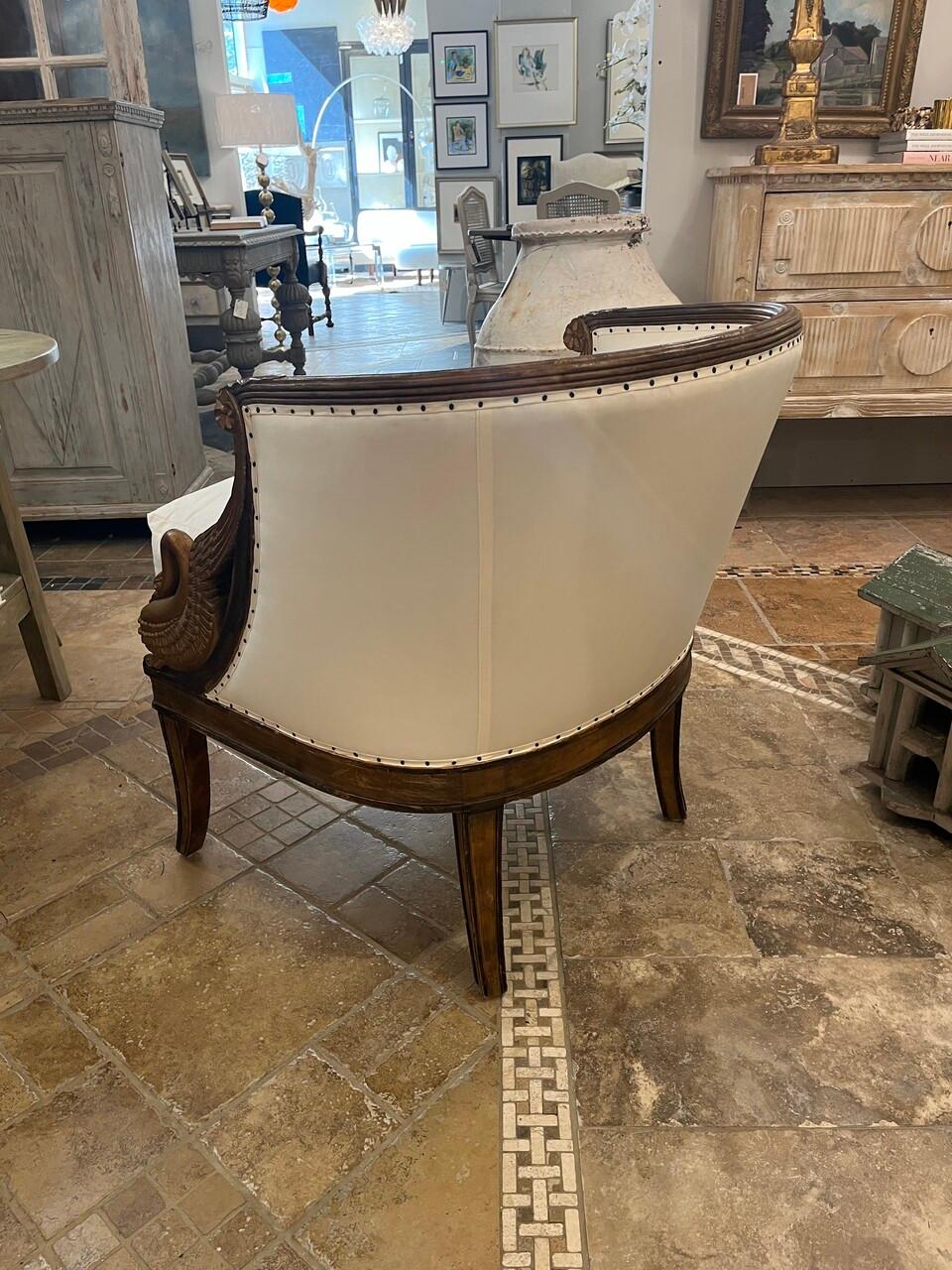 20th Century French Bergere Chair with Gilt Carved Swans