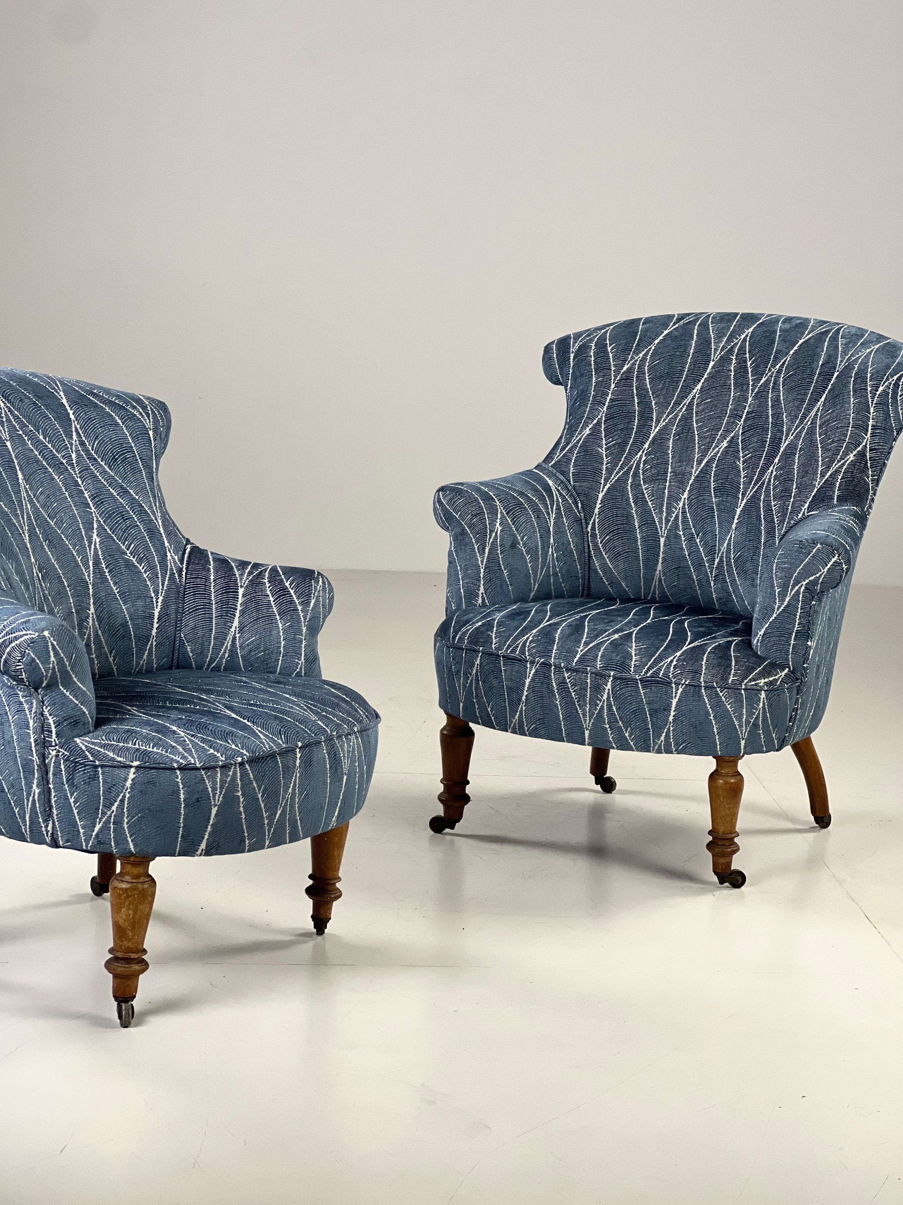 Französische Bergère-Stühle 19. Jahrhundert (Stoff) im Angebot