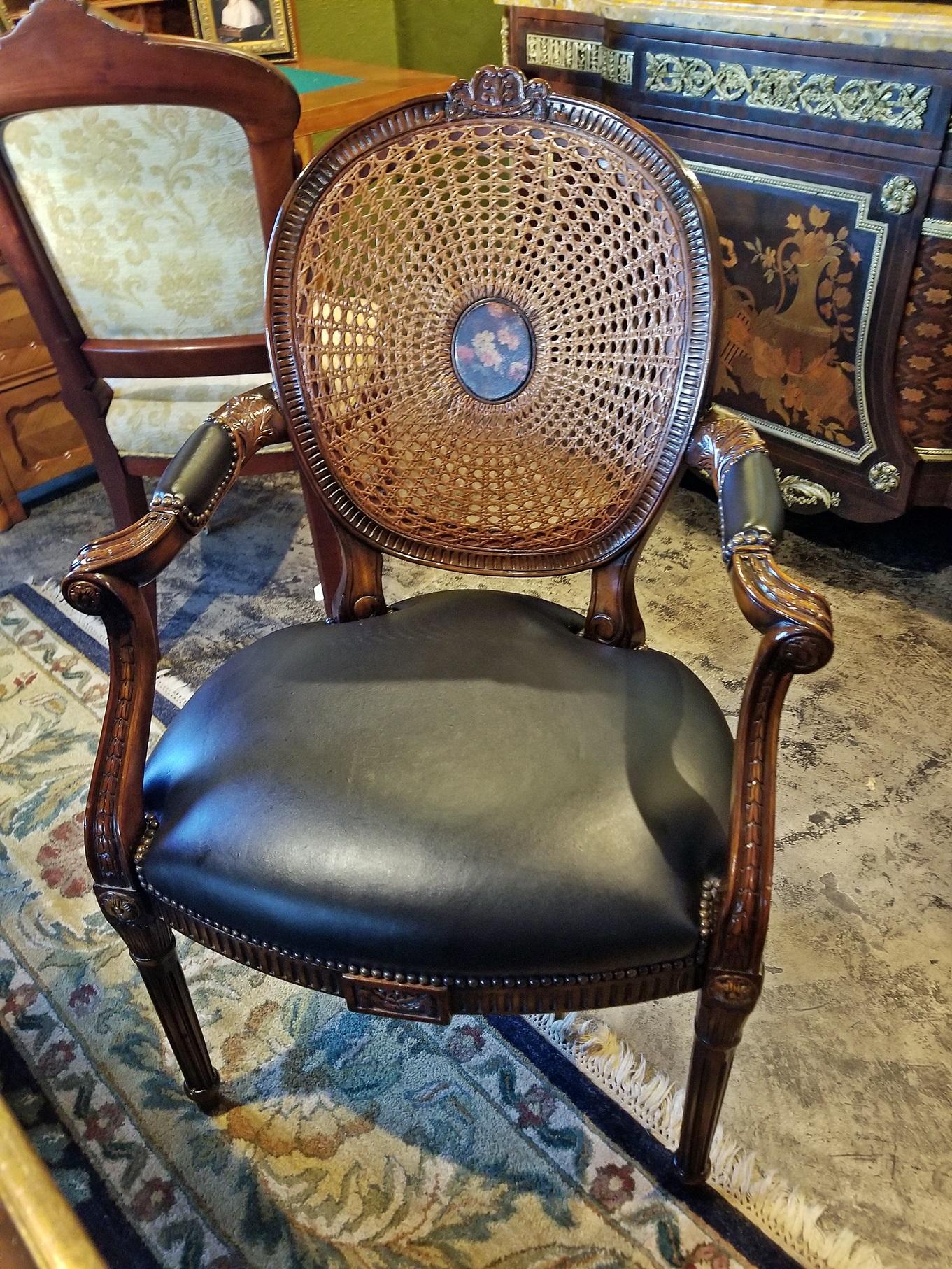 Cane French Bergiere Chair by Theodore Alexander