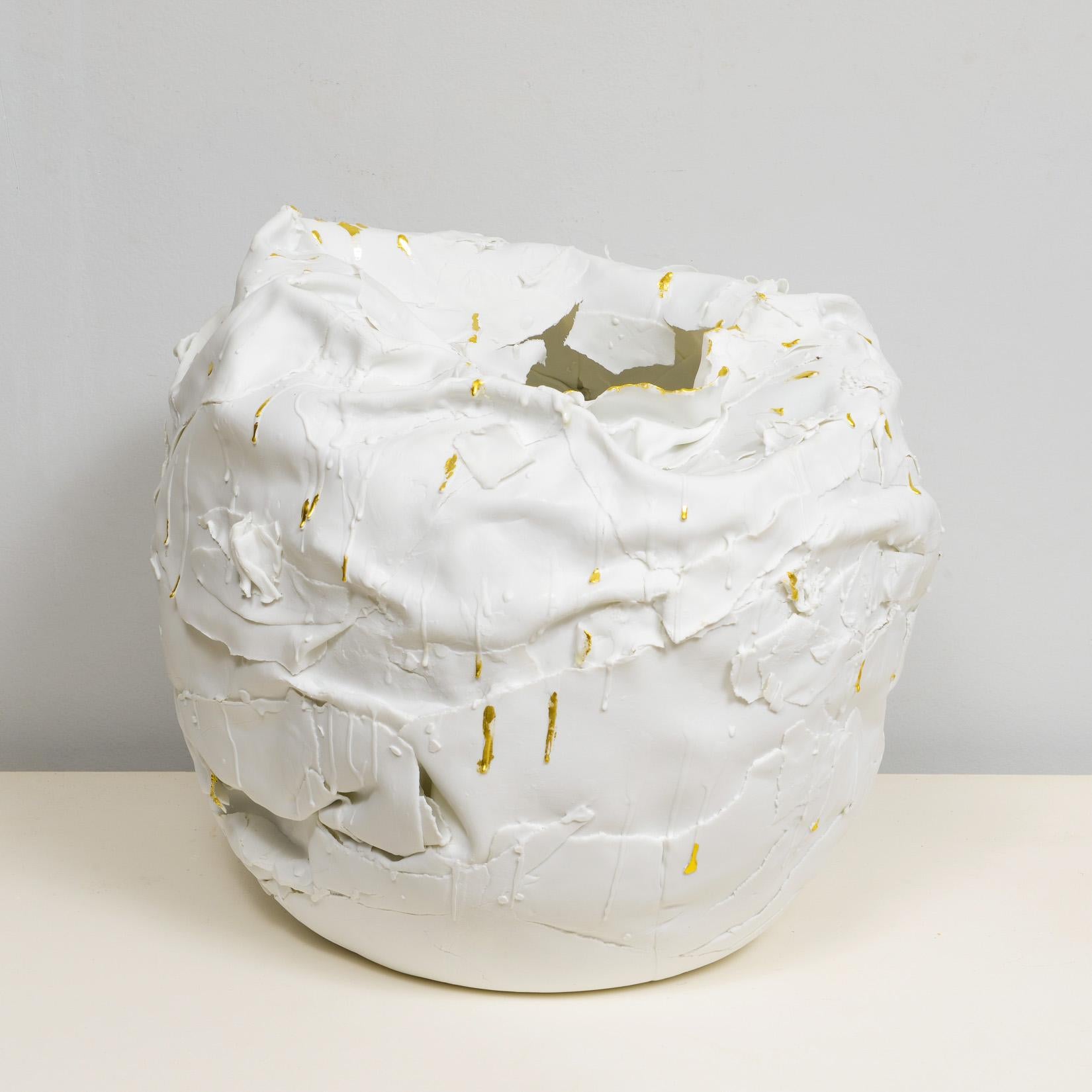 French Bespoke Sculptural Vase with Gold by Ceramicist Dora Stanczel.

NOTE: We highly recommend our ceramic items be crated while in transport.

The 