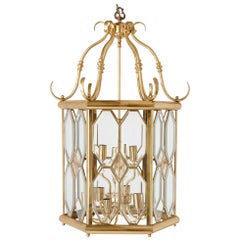 French Beveled Glass and Brass Lantern