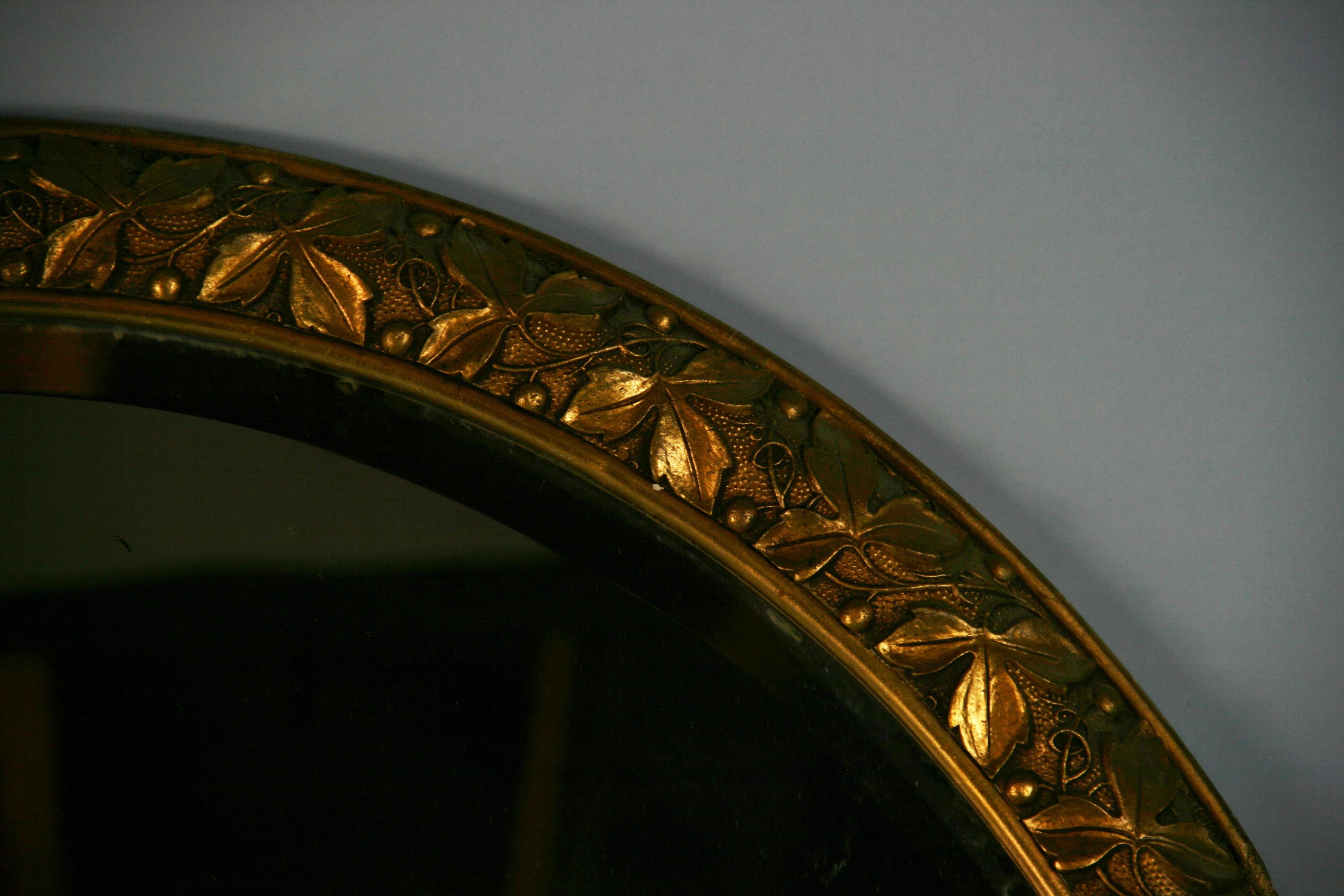 Gesso French Beveled Glass Foliate Mirror