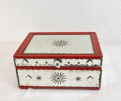 French Beveled Glass Underglaze Painting Box, circa 1950