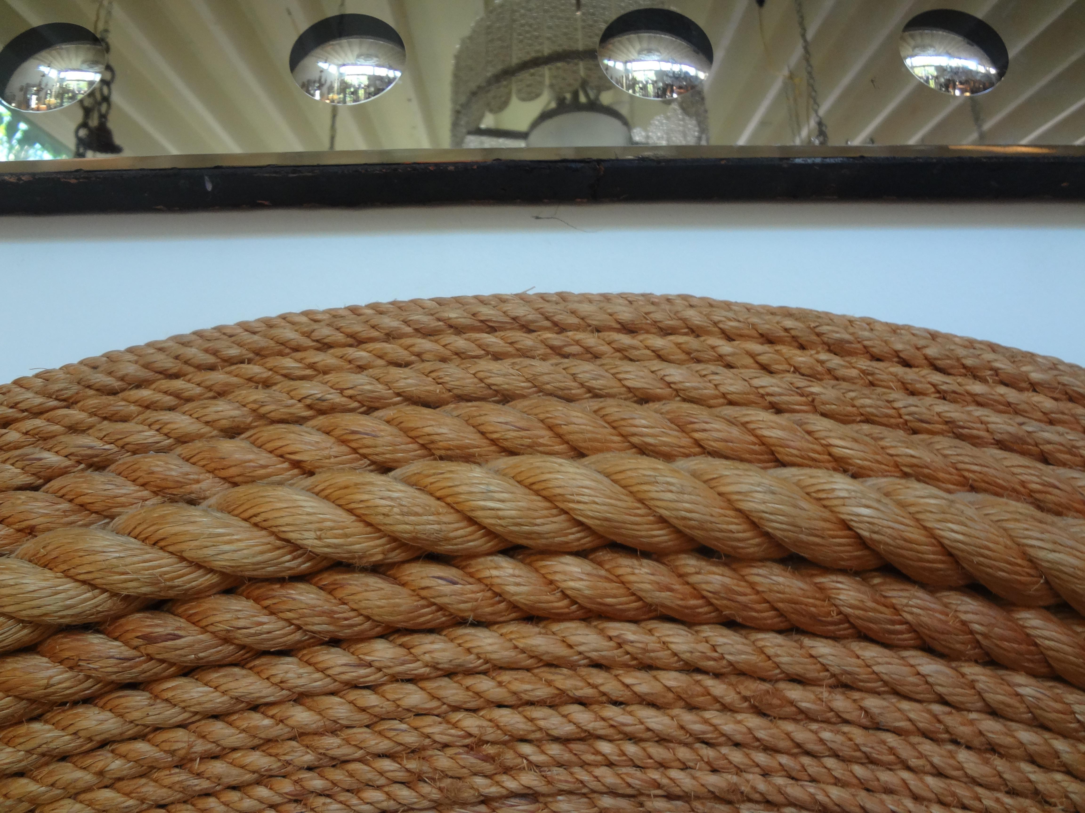French Round Rope Beveled Mirror by Audoux & Minet In Good Condition In Houston, TX