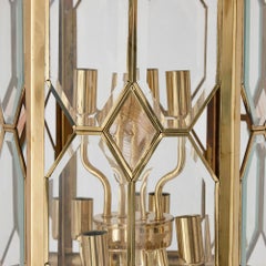 French Beveled Glass and Brass Lantern