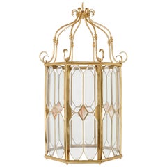 French Bevelled Glass and Polished Brass Lantern