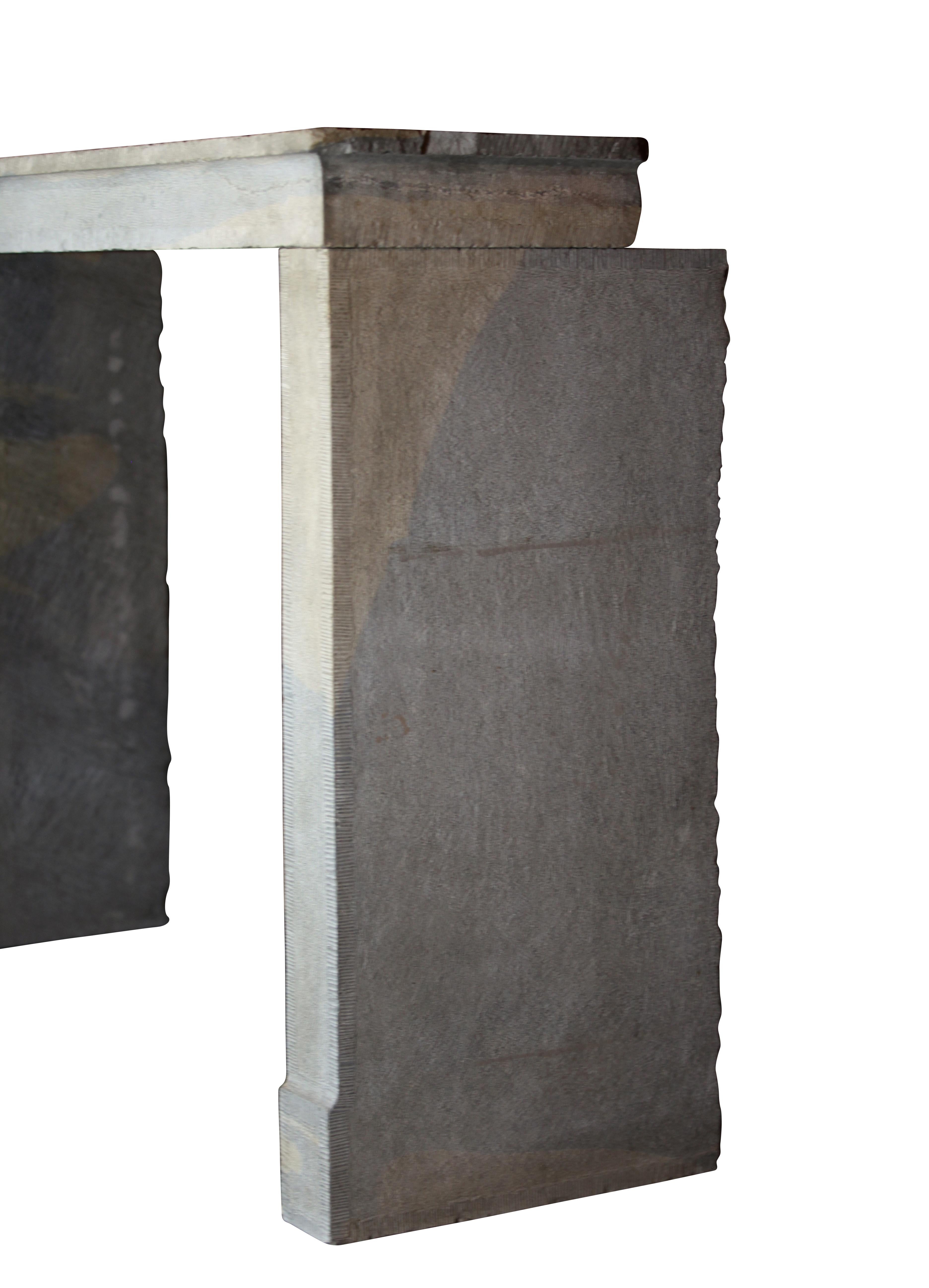 18th Century and Earlier French Bicolor Timeless Rustic Limestone Fireplace Surround