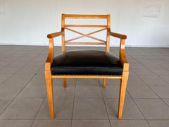 Französische Biedermeier-Ledersessel für Büro, Beistell- oder Esszimmer - 4er-Set