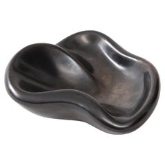 French Biomorphic Black Glazed Ceramic, Period Item, Style of Georges Jouve
