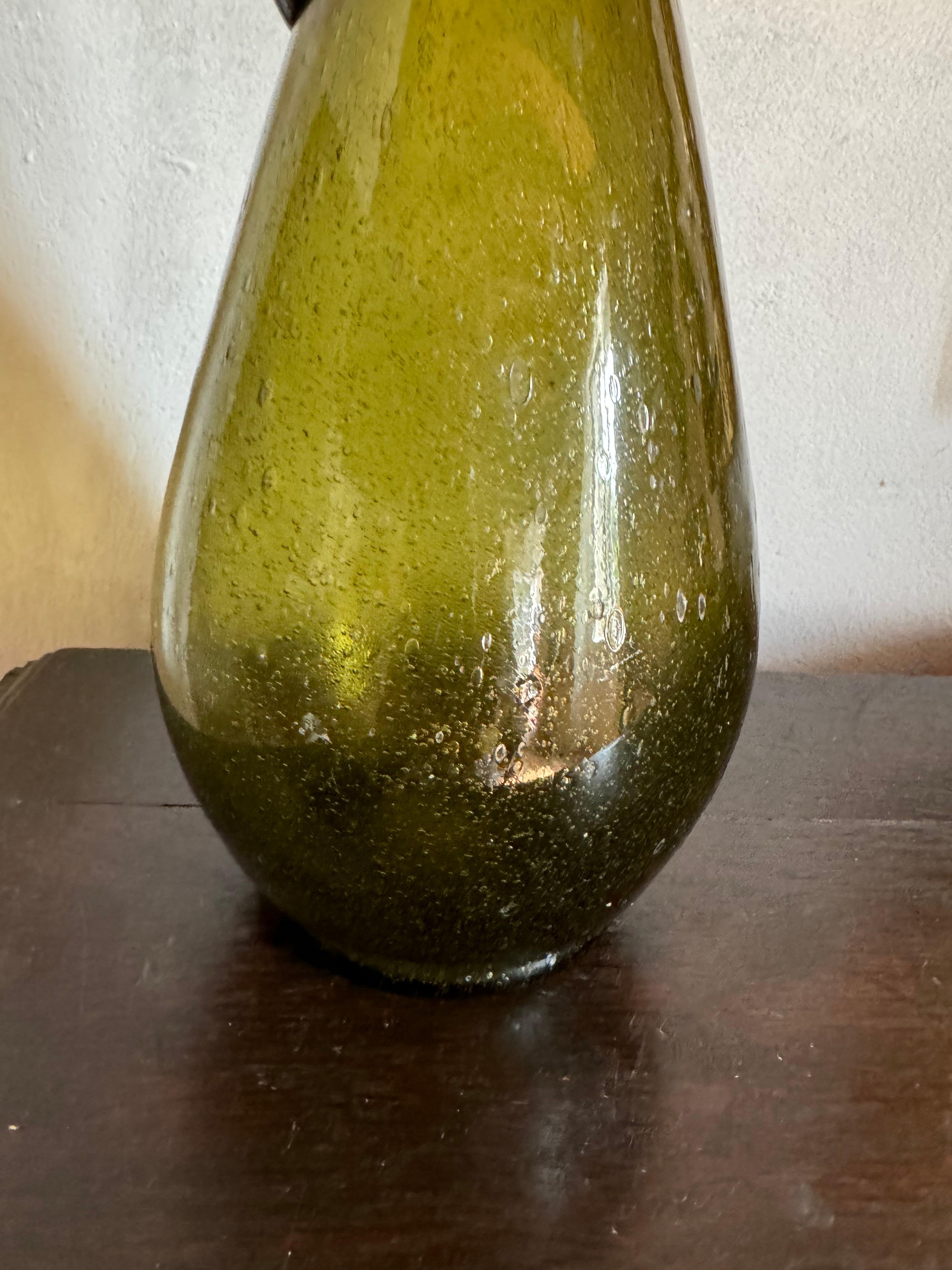 Mid-Century Modern French Biot bubble glass carafe pitcher