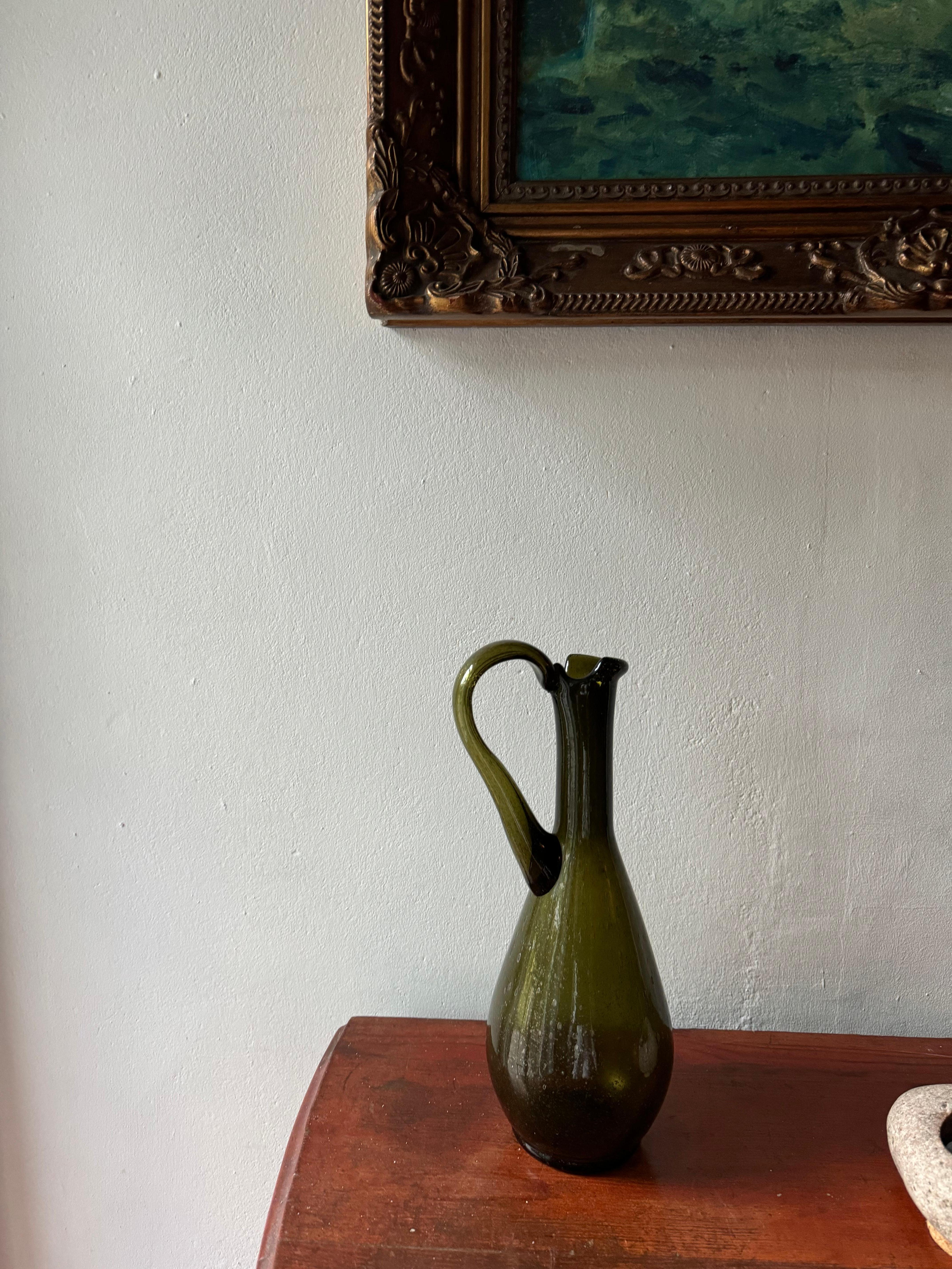 Blown Glass French Biot bubble glass carafe pitcher
